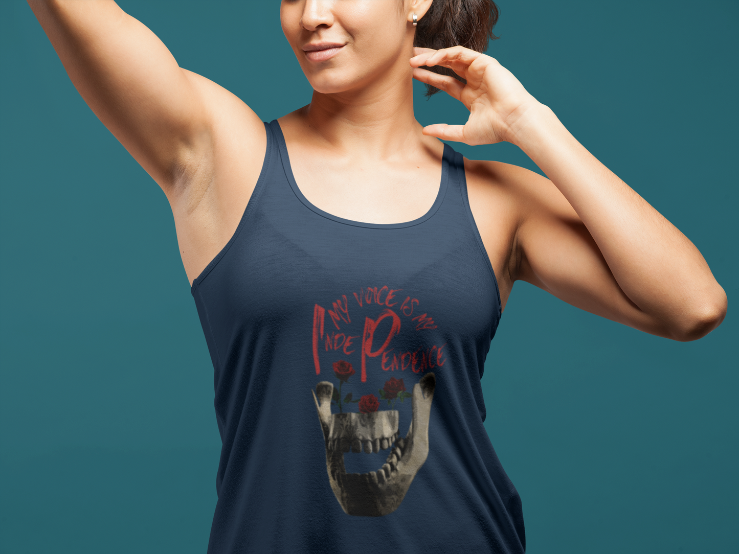 Unleash Your Voice: Ideal Racerback Tank for Women - Skull Print