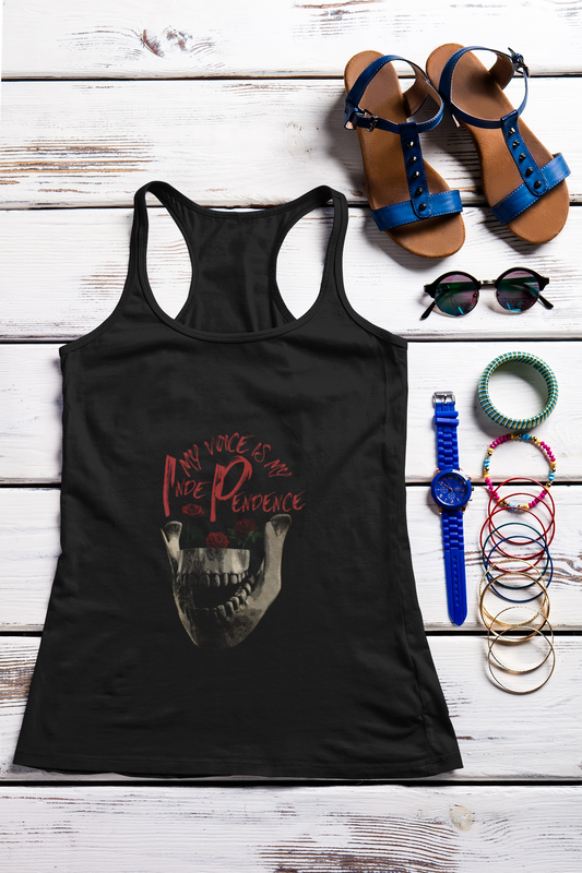Unleash Your Voice: Ideal Racerback Tank for Women - Skull Print