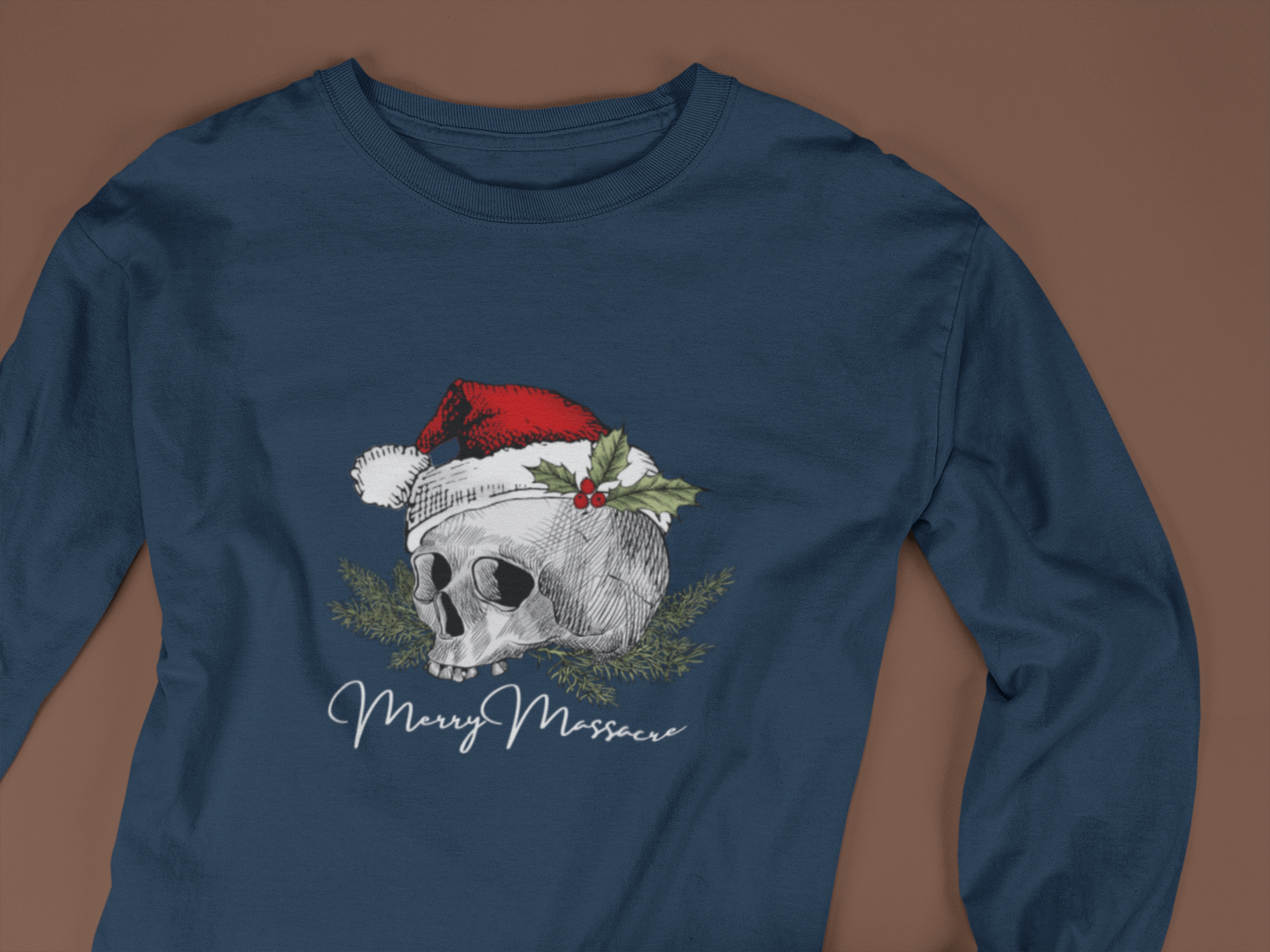 Skull Design Christmas Long Sleeve Tee - Unisex Jersey Tee for Holiday Vibes
