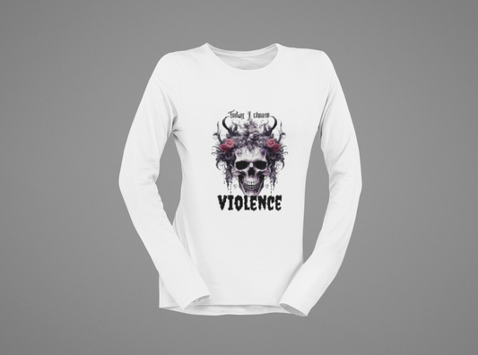 Gothic Floral Skull Long Sleeve Tee - Unisex Jersey Shirt for Edgy Fashion Enthusiasts