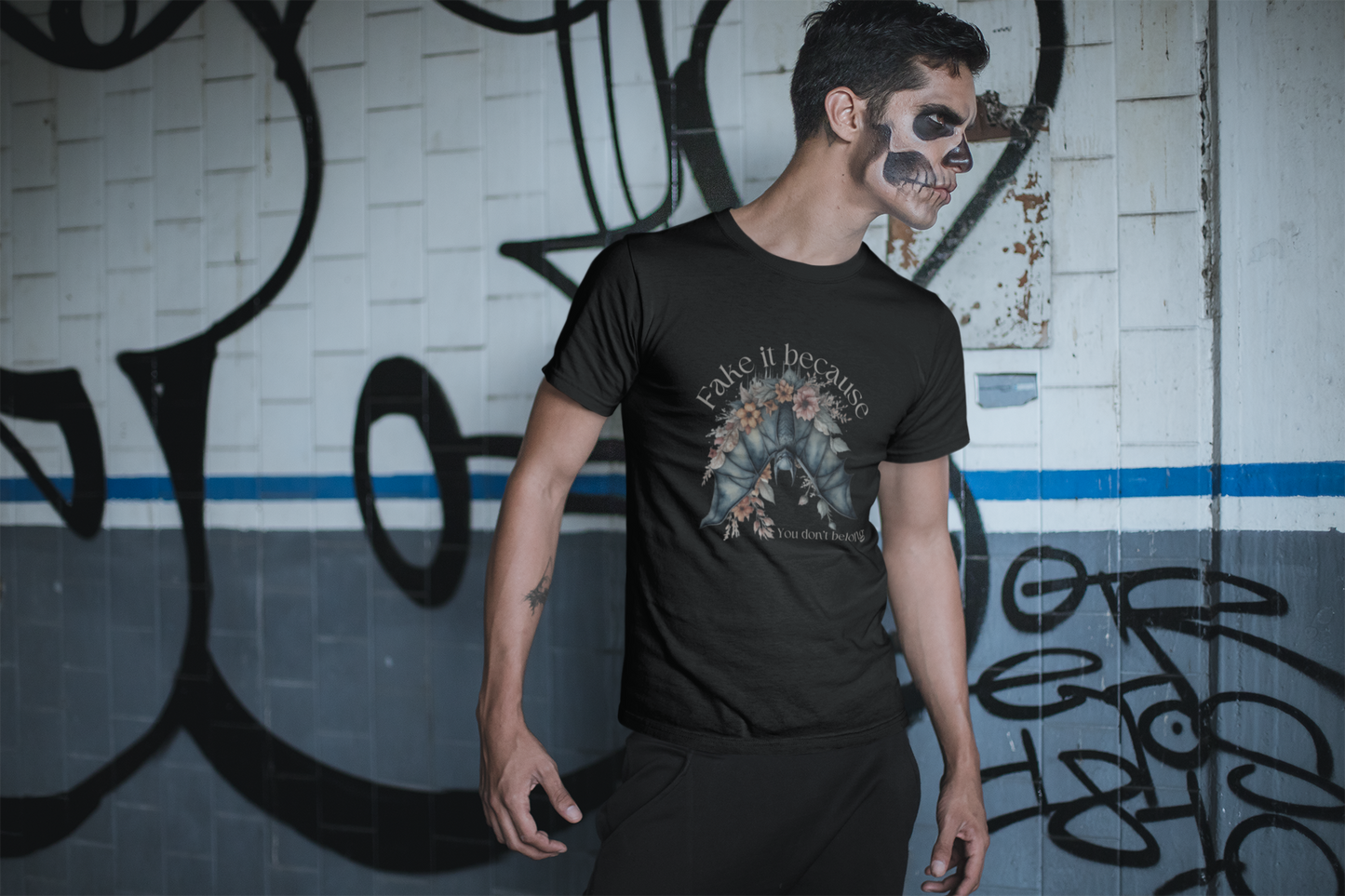 Gothic Floral Bat Men's Tee