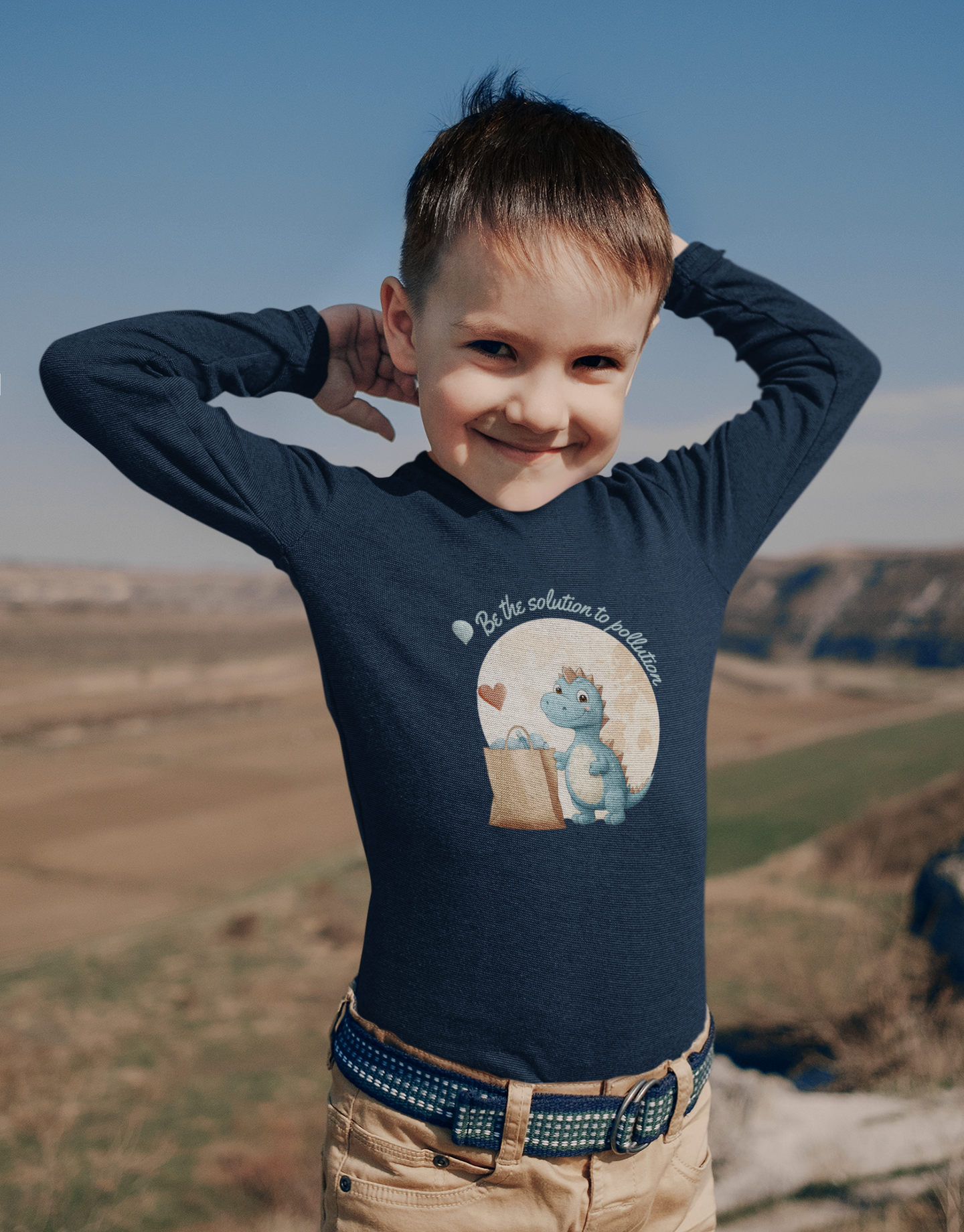 Recycling Dinosaur Love Toddler Long Sleeve Tee – Be the Solution to Pollution!