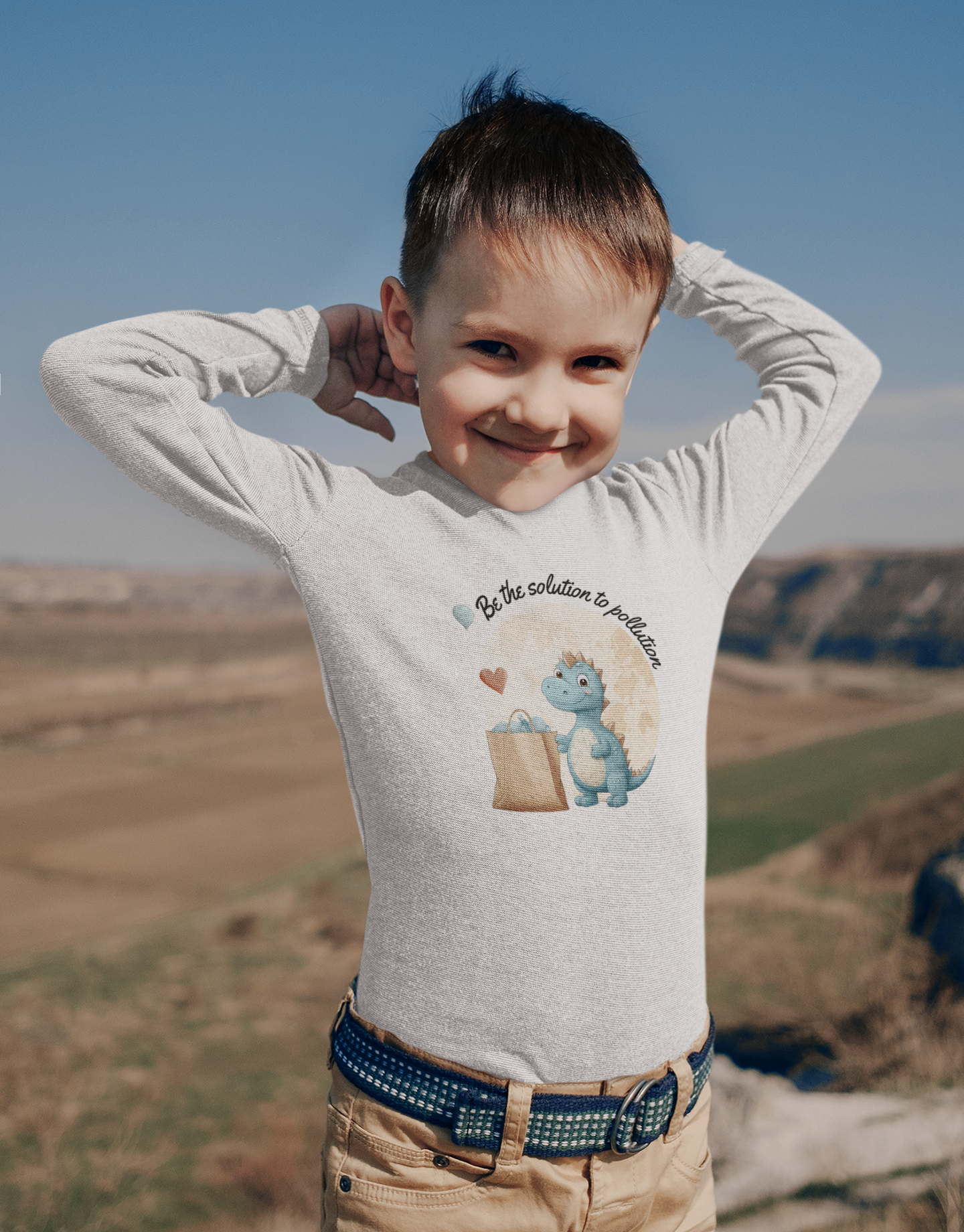 Recycling Dinosaur Love Toddler Long Sleeve Tee – Be the Solution to Pollution!
