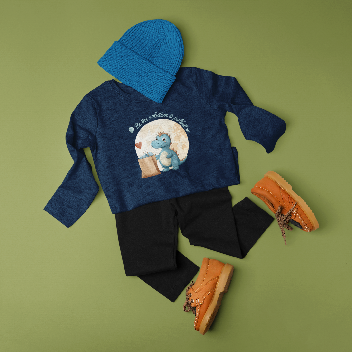 Recycling Dinosaur Love Toddler Long Sleeve Tee – Be the Solution to Pollution!