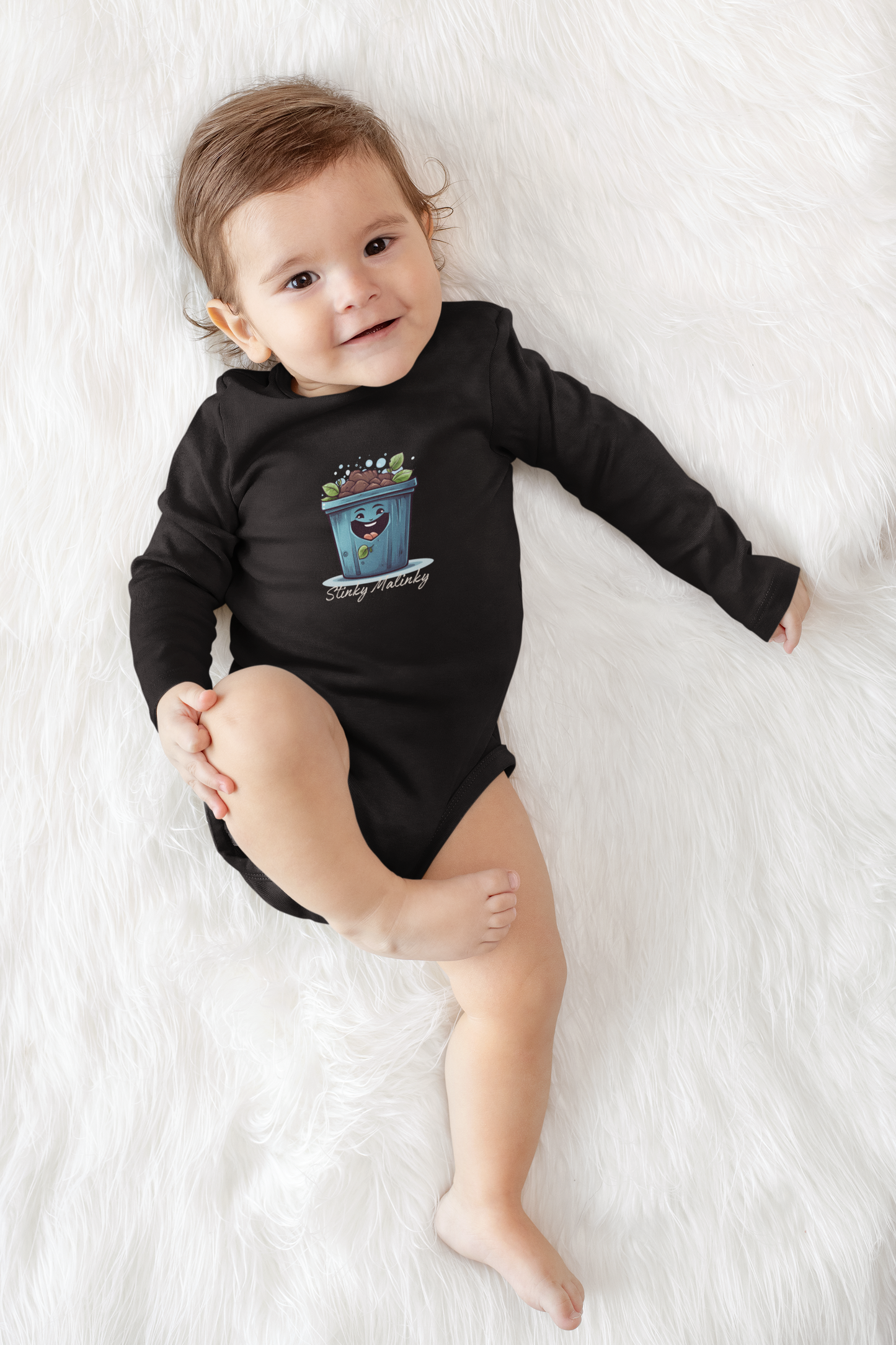 Stinky Malinki Earth Day Humor Infant Long Sleeve Bodysuit