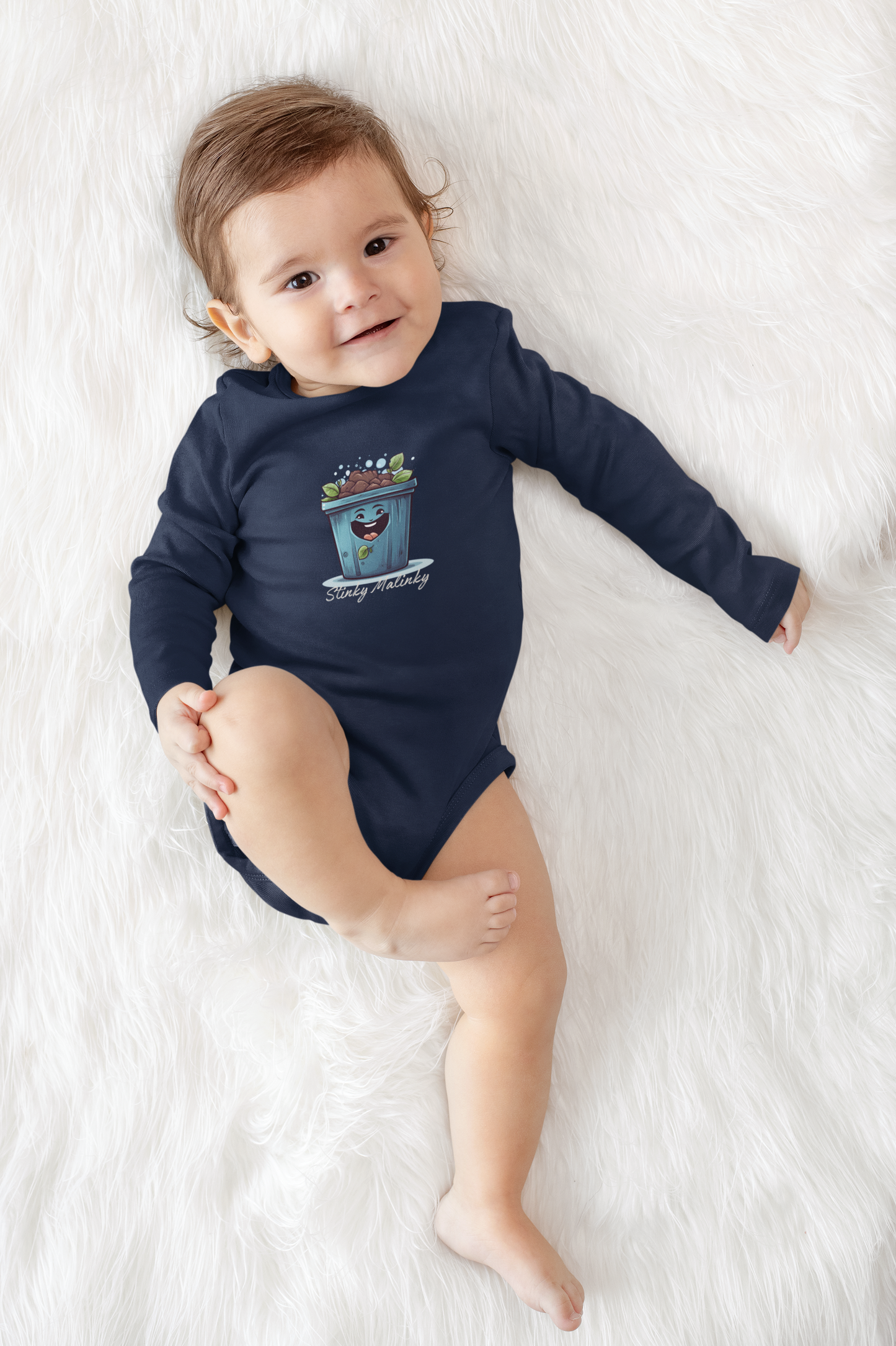 Stinky Malinki Earth Day Humor Infant Long Sleeve Bodysuit