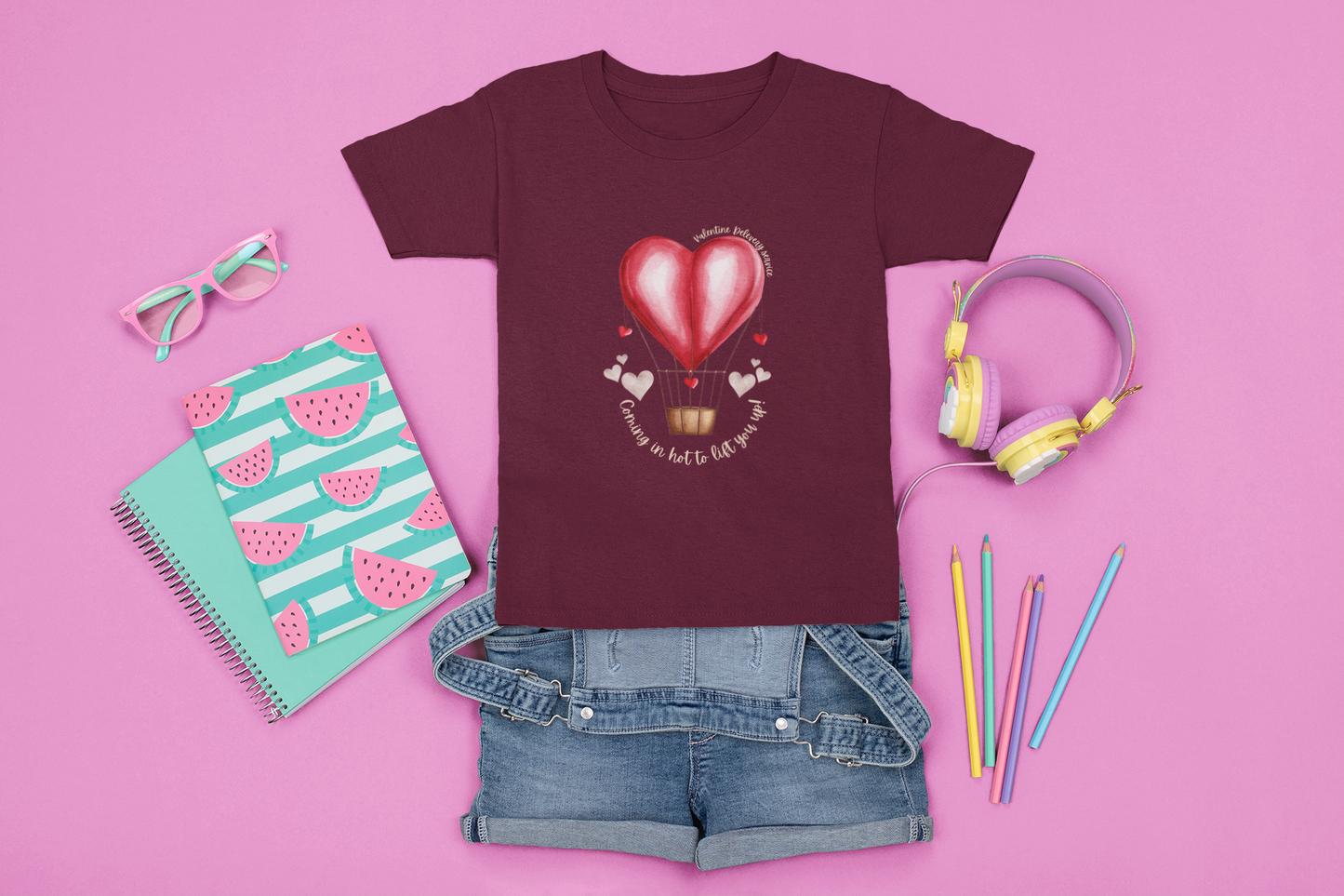 Valentine's Day Hot Air Balloon Youth Tee - Short Sleeve
