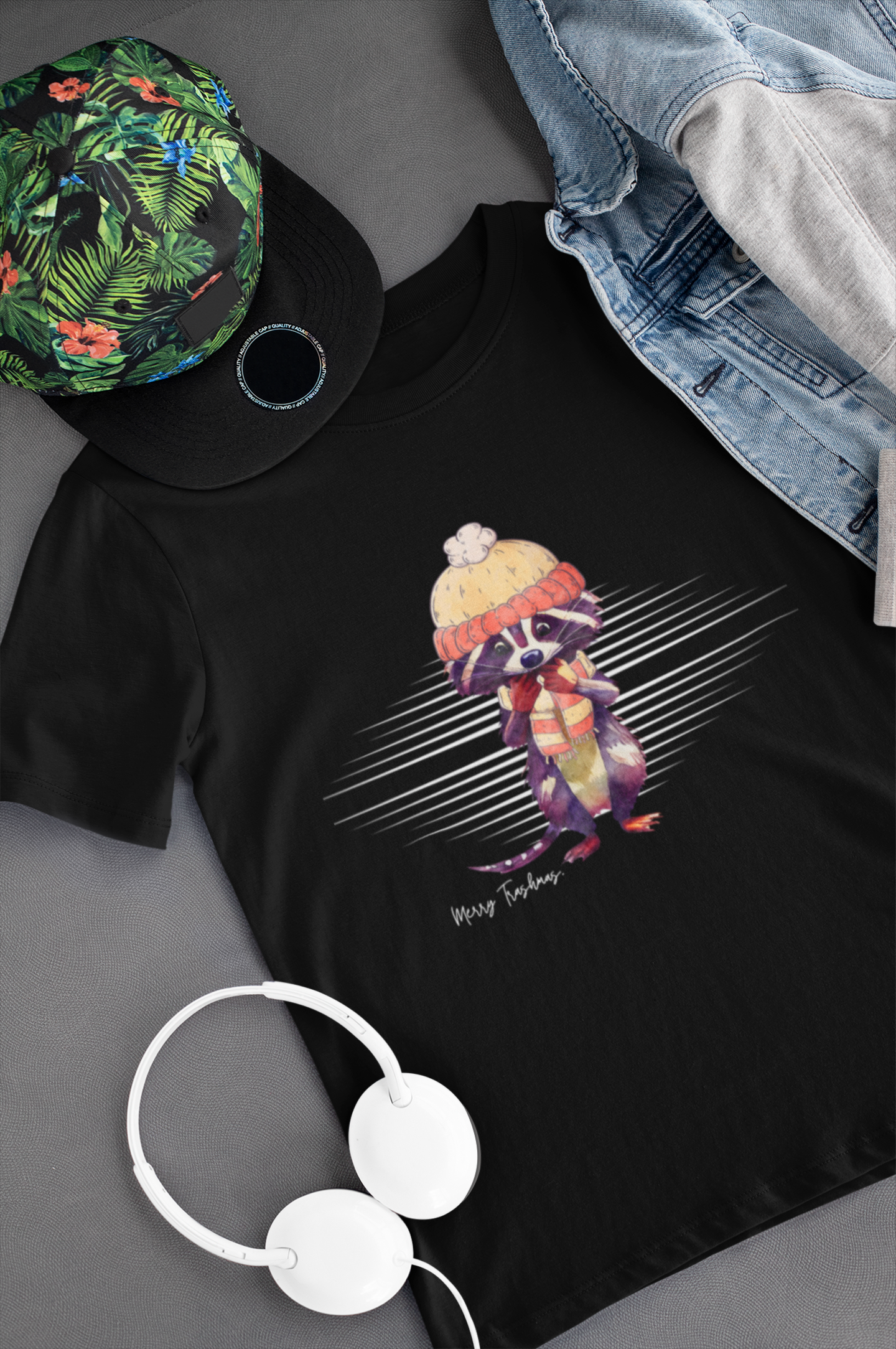 Merry Trashmas Raccoon Youth Short Sleeve Tee - Perfect for Cold Weather!