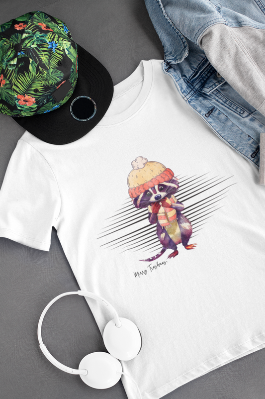 Merry Trashmas Raccoon Youth Short Sleeve Tee - Perfect for Cold Weather!