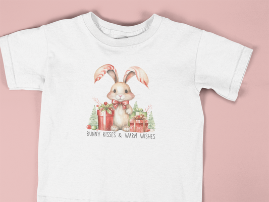 Festive Christmas Bunny Youth T-Shirt with Presents