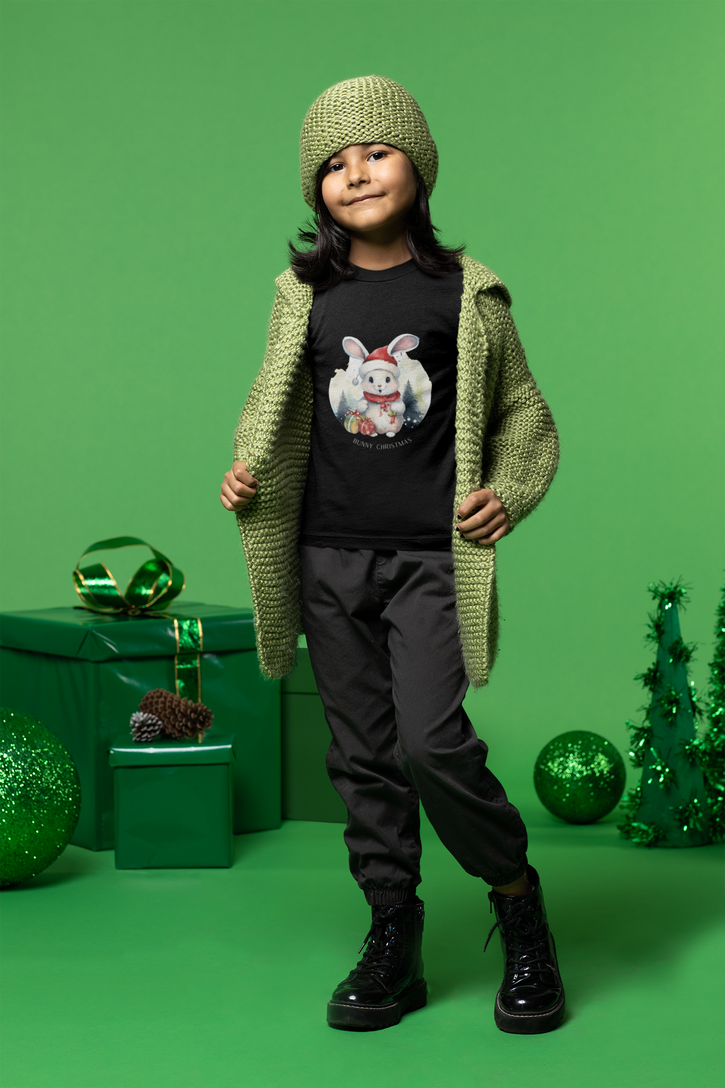 Festive Cheer: Christmas Bunny Youth Tee