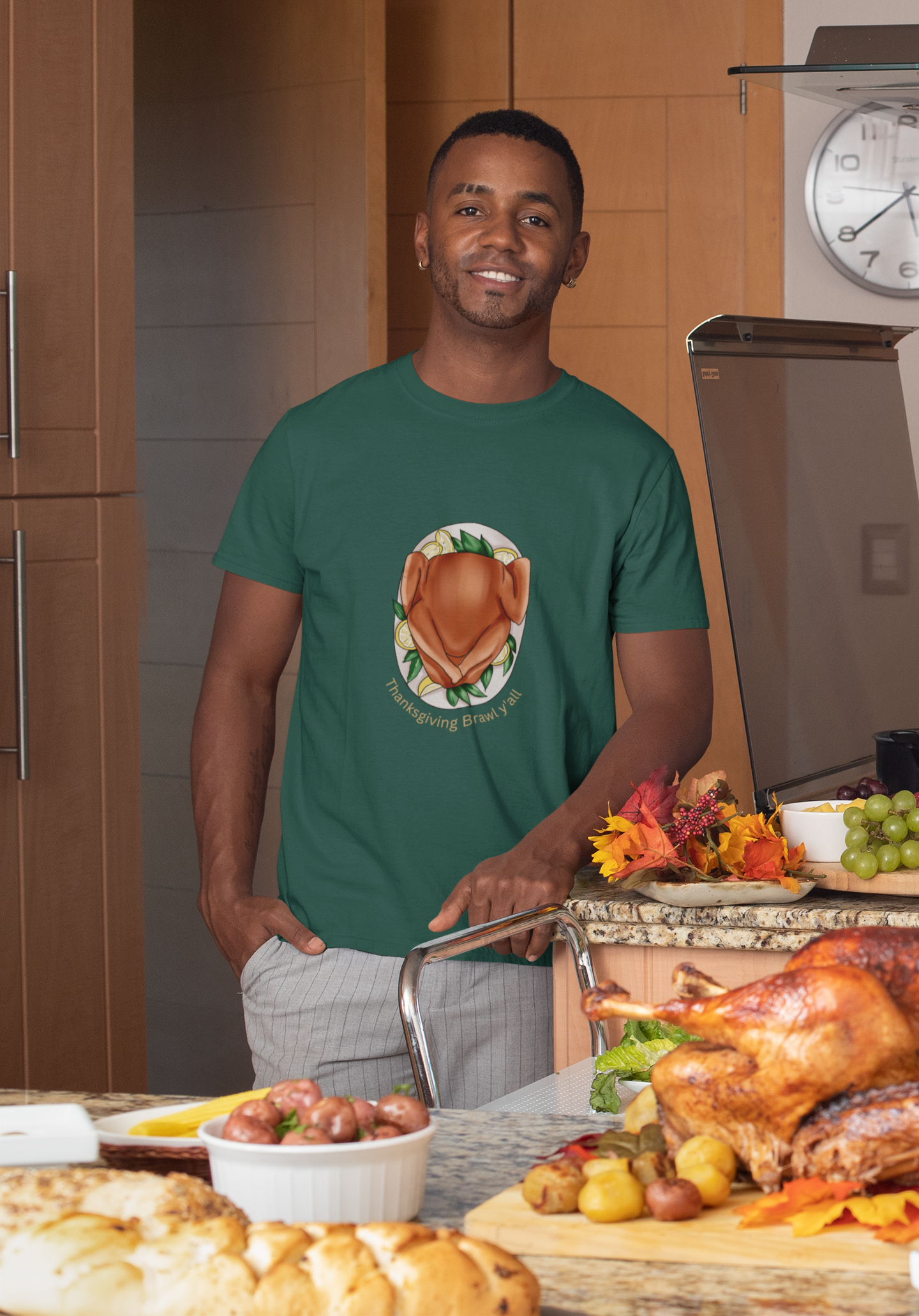 Thanksgiving Brawl Y'all Unisex Relaxed Turkey T-Shirt - Soft and Comfortable Tee for Effortless Style
