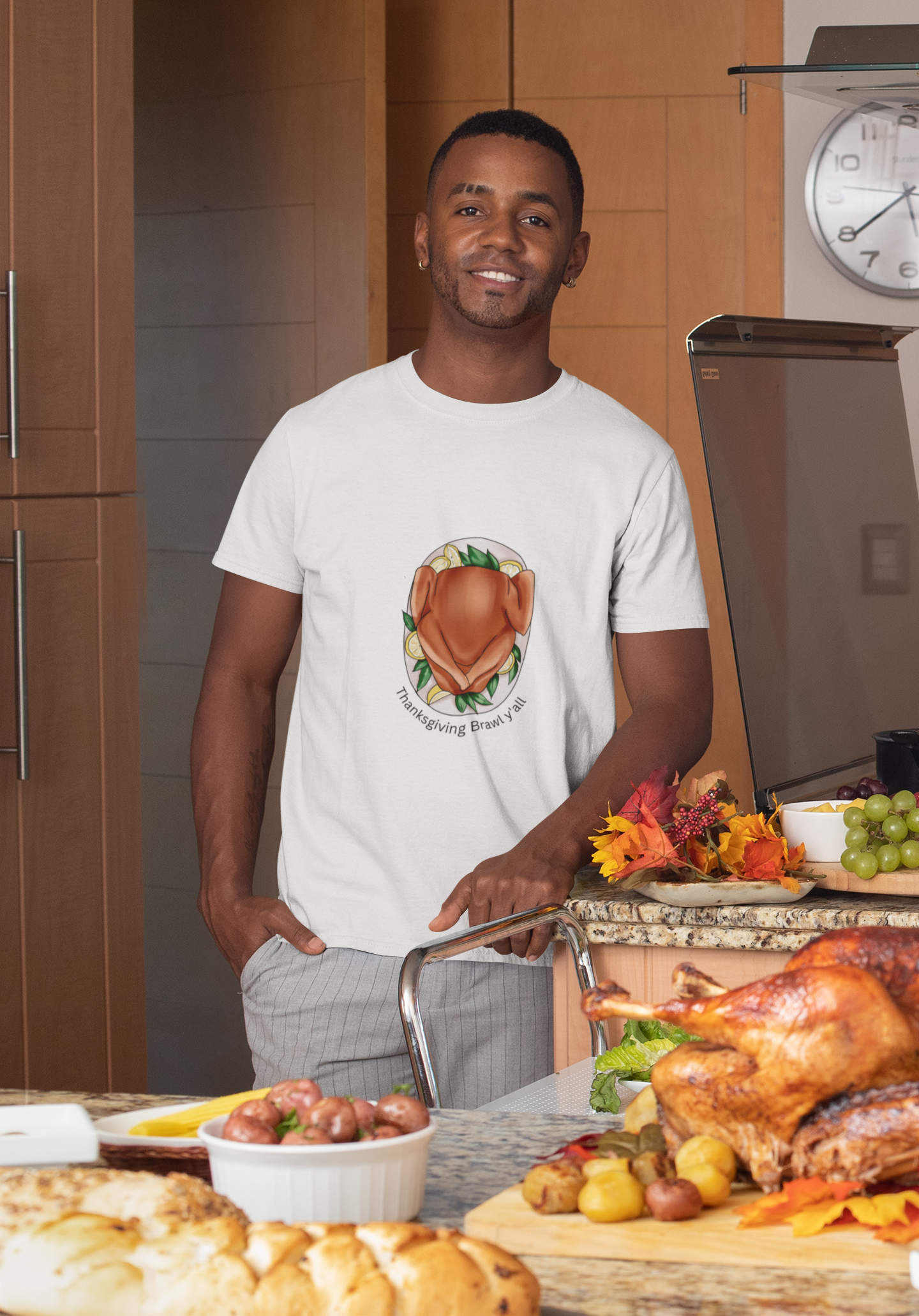 Thanksgiving Brawl Y'all Unisex Relaxed Turkey T-Shirt - Soft and Comfortable Tee for Effortless Style
