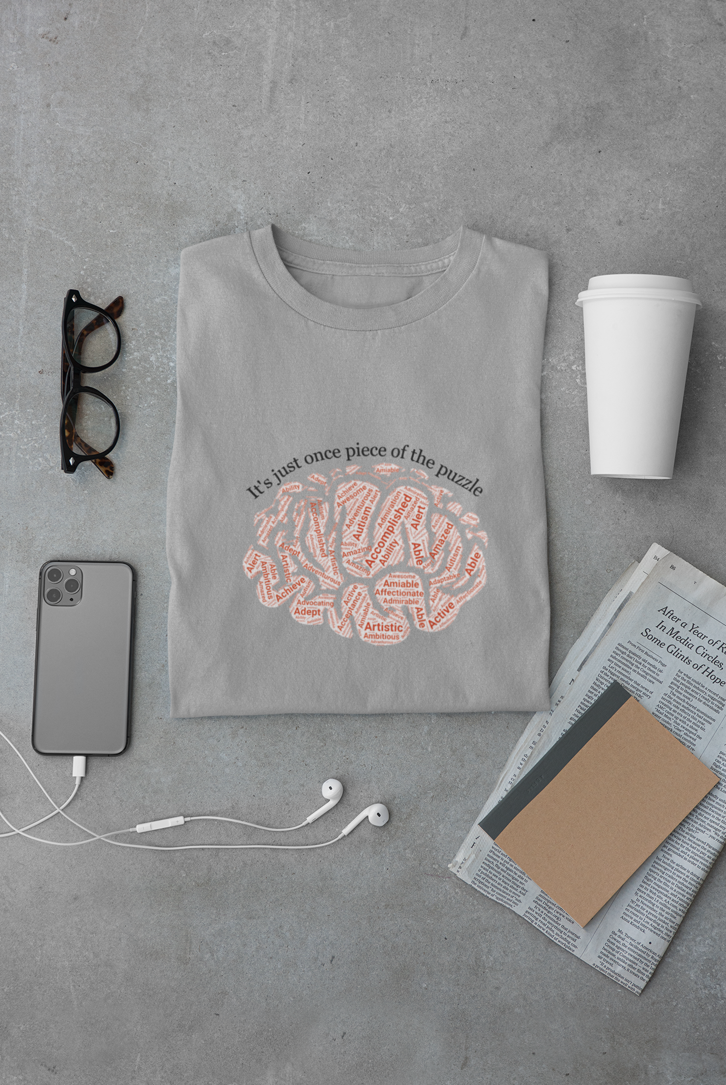 Sustainable Autism Puzzle Tee, Organic Cotton Recycled Polyester Shirt