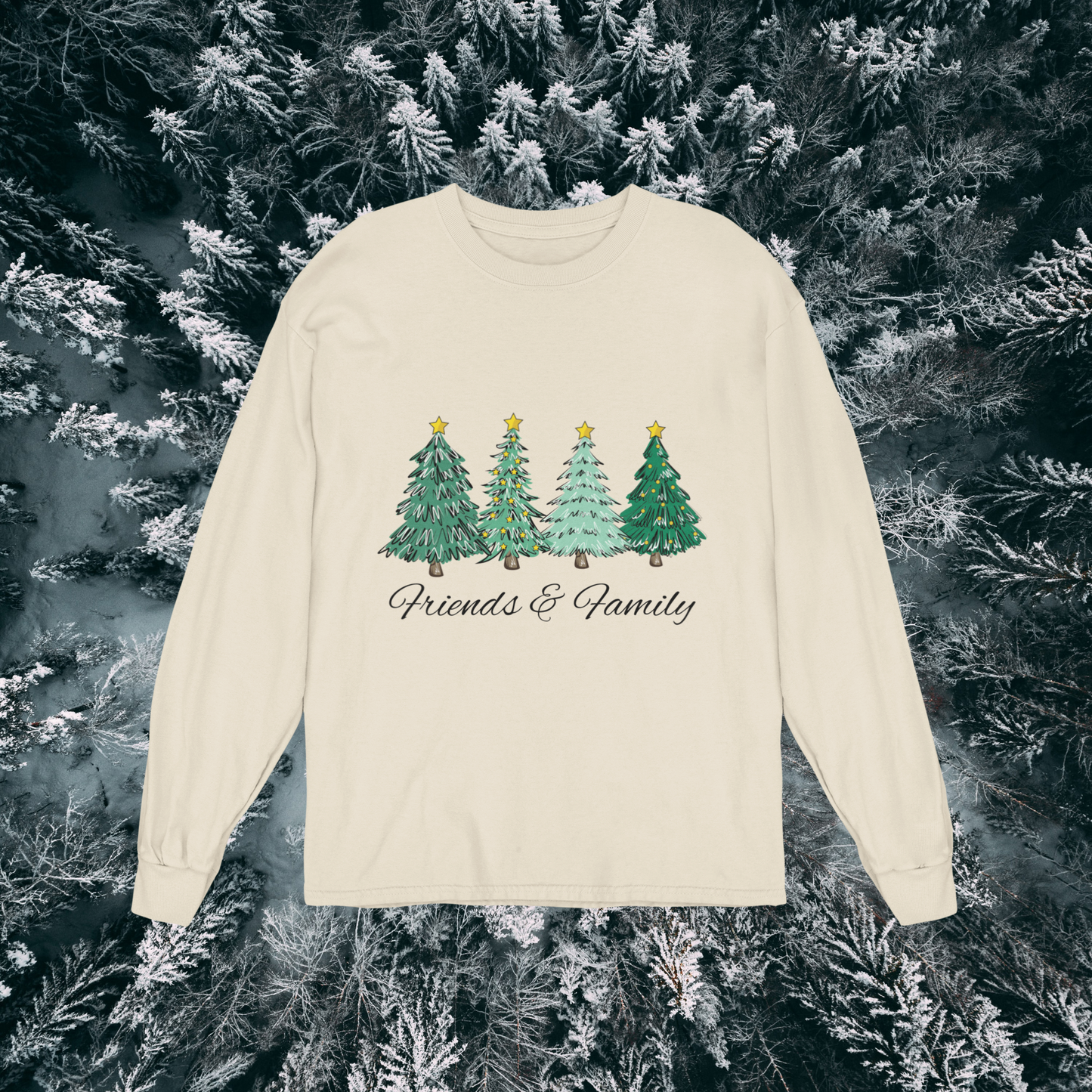 Four Friends and Family Christmas Trees Unisex Heavy Blend Crewneck Sweatshirt - Cozy Comfort for the Colder Months