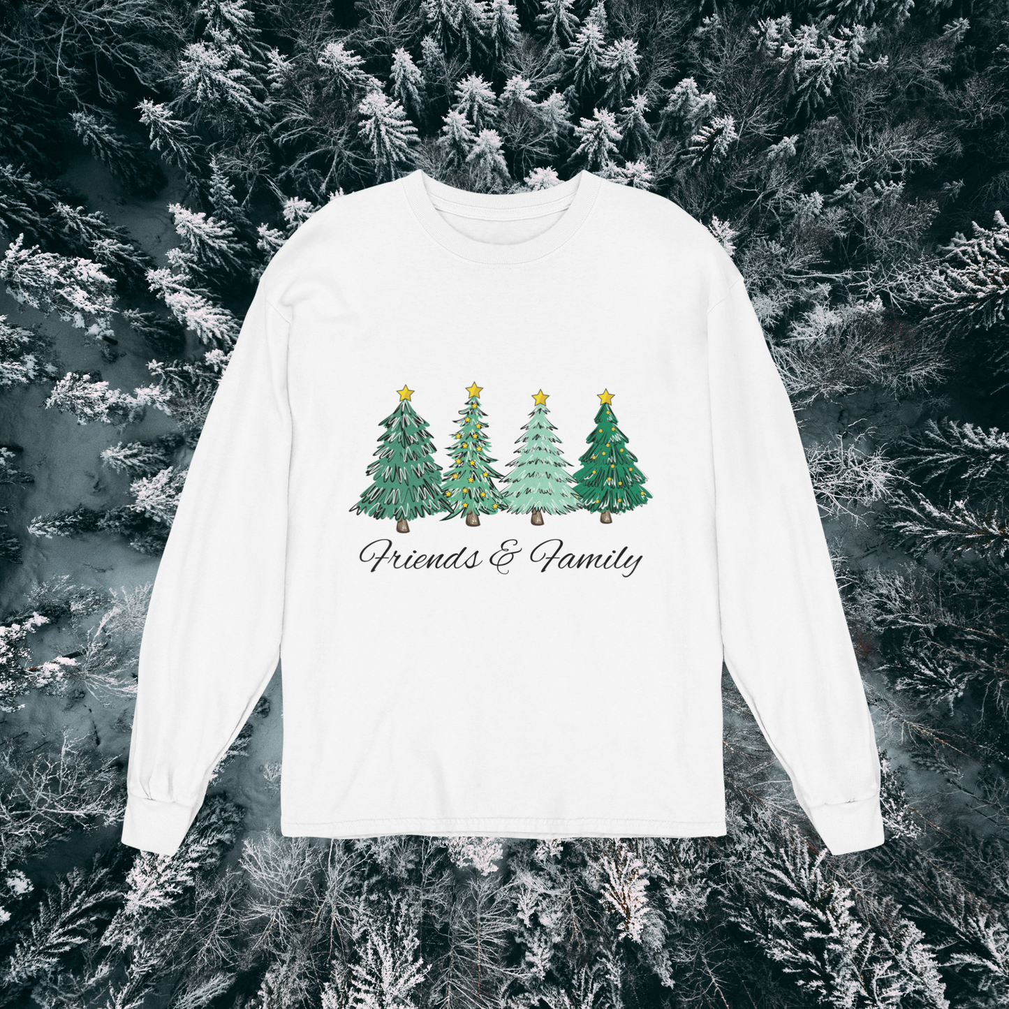 Four Friends and Family Christmas Trees Unisex Heavy Blend Crewneck Sweatshirt - Cozy Comfort for the Colder Months