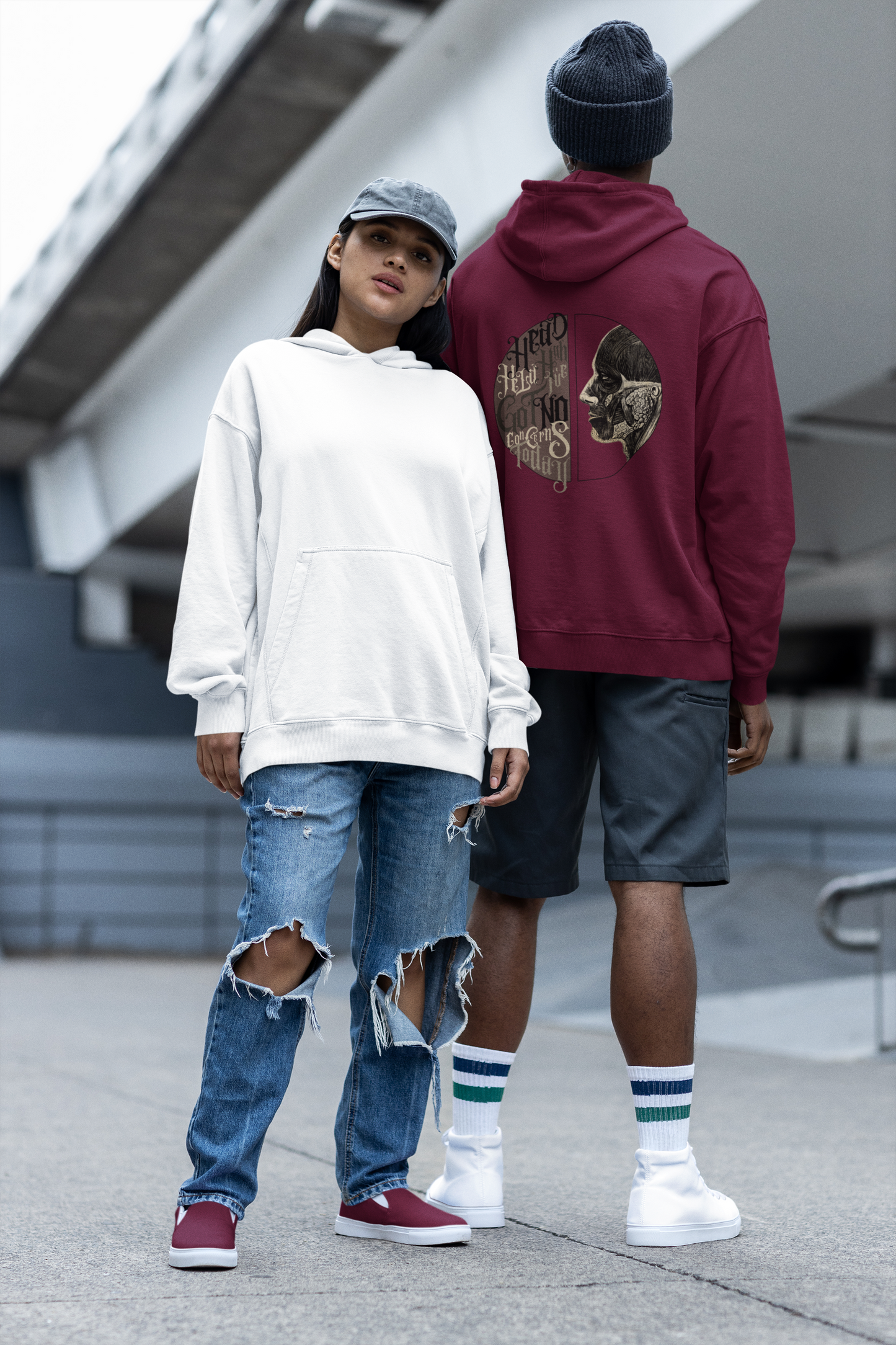 No Concerns Head Unisex College Hoodie