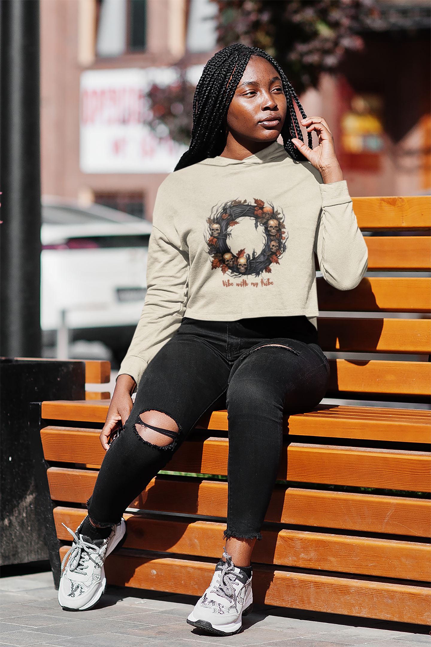 Cozy and Stylish Women Cropped Hoodie I Vibe with my tribe Edition