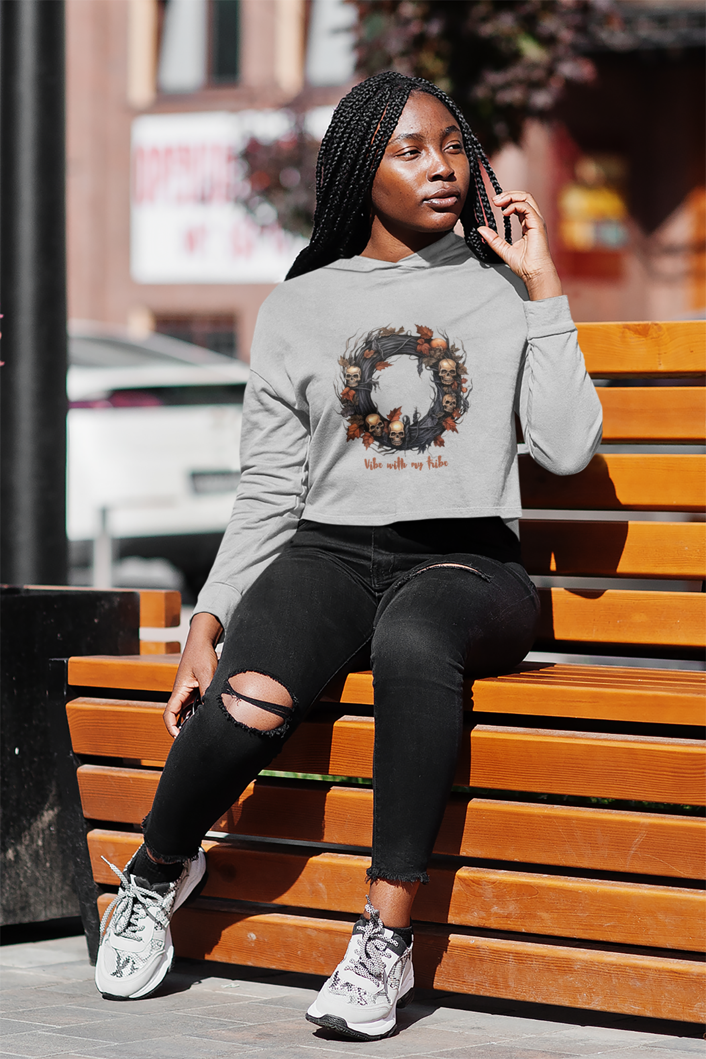 Cozy and Stylish Women Cropped Hoodie I Vibe with my tribe Edition