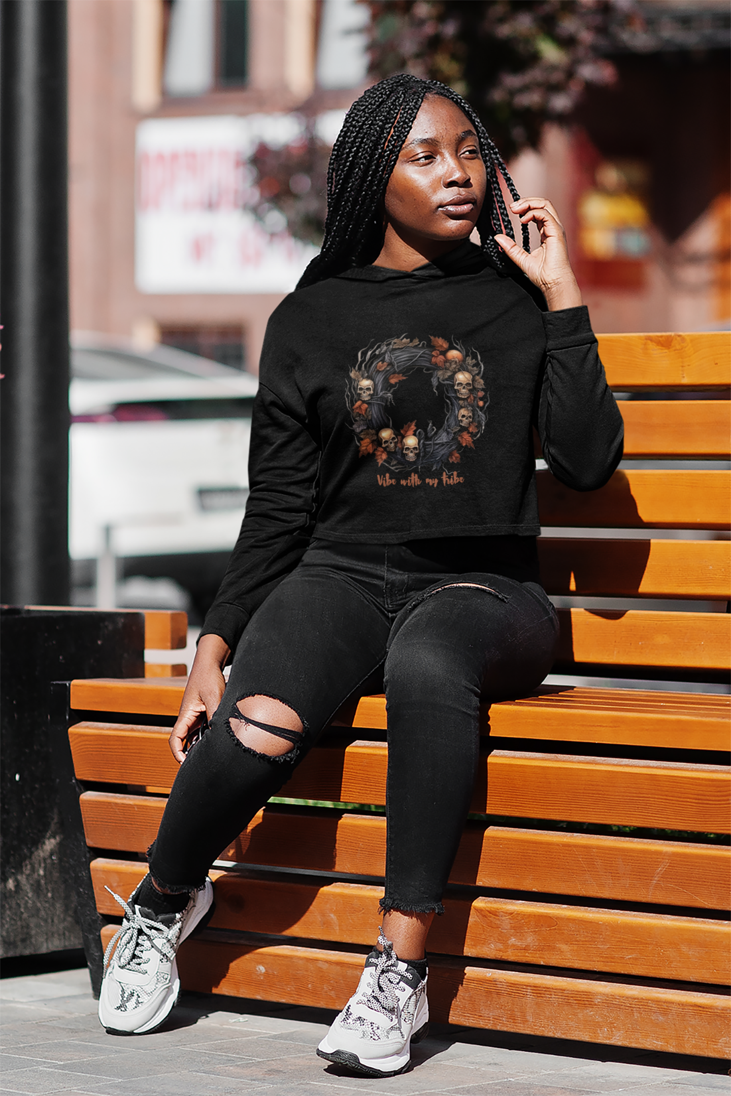 Cozy and Stylish Women Cropped Hoodie I Vibe with my tribe Edition
