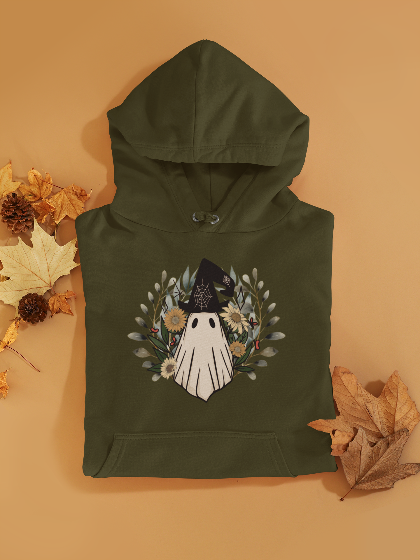 Stay Warm in Style with the Retro Ghost Unisex Heavy Blend™ Hooded Sweatshirt