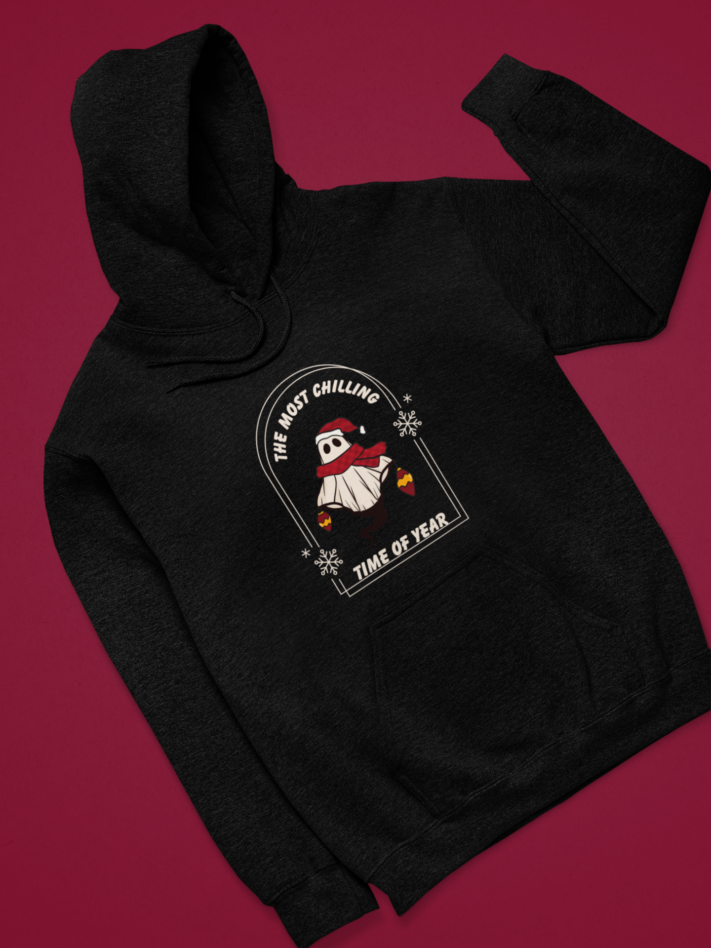 Stay Cozy this Winter with our Retro Ghost Unisex Heavy Blend Hooded Sweatshirt - Plush, Soft, and Warm with Holiday Spirit