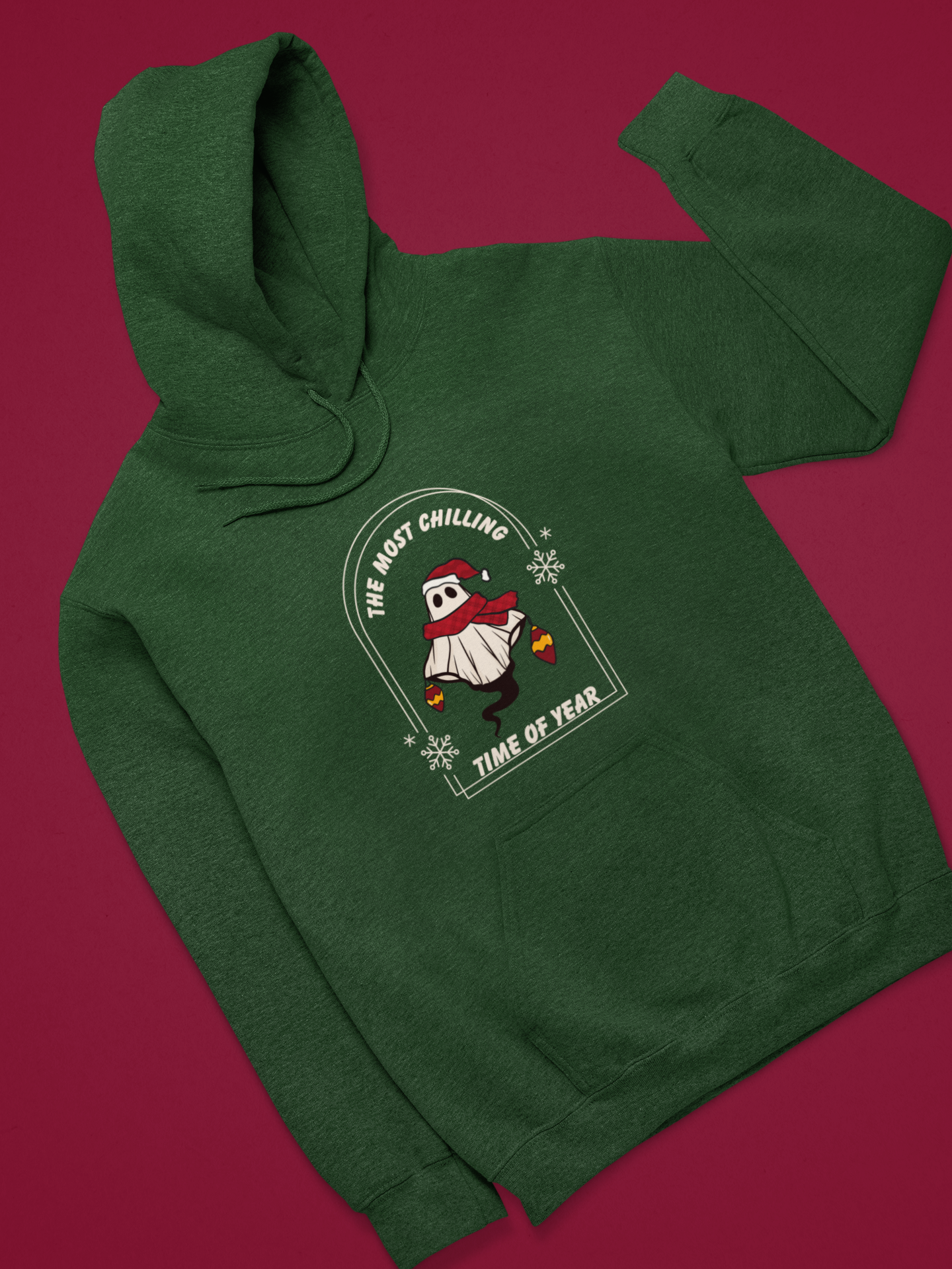Stay Cozy this Winter with our Retro Ghost Unisex Heavy Blend Hooded Sweatshirt - Plush, Soft, and Warm with Holiday Spirit