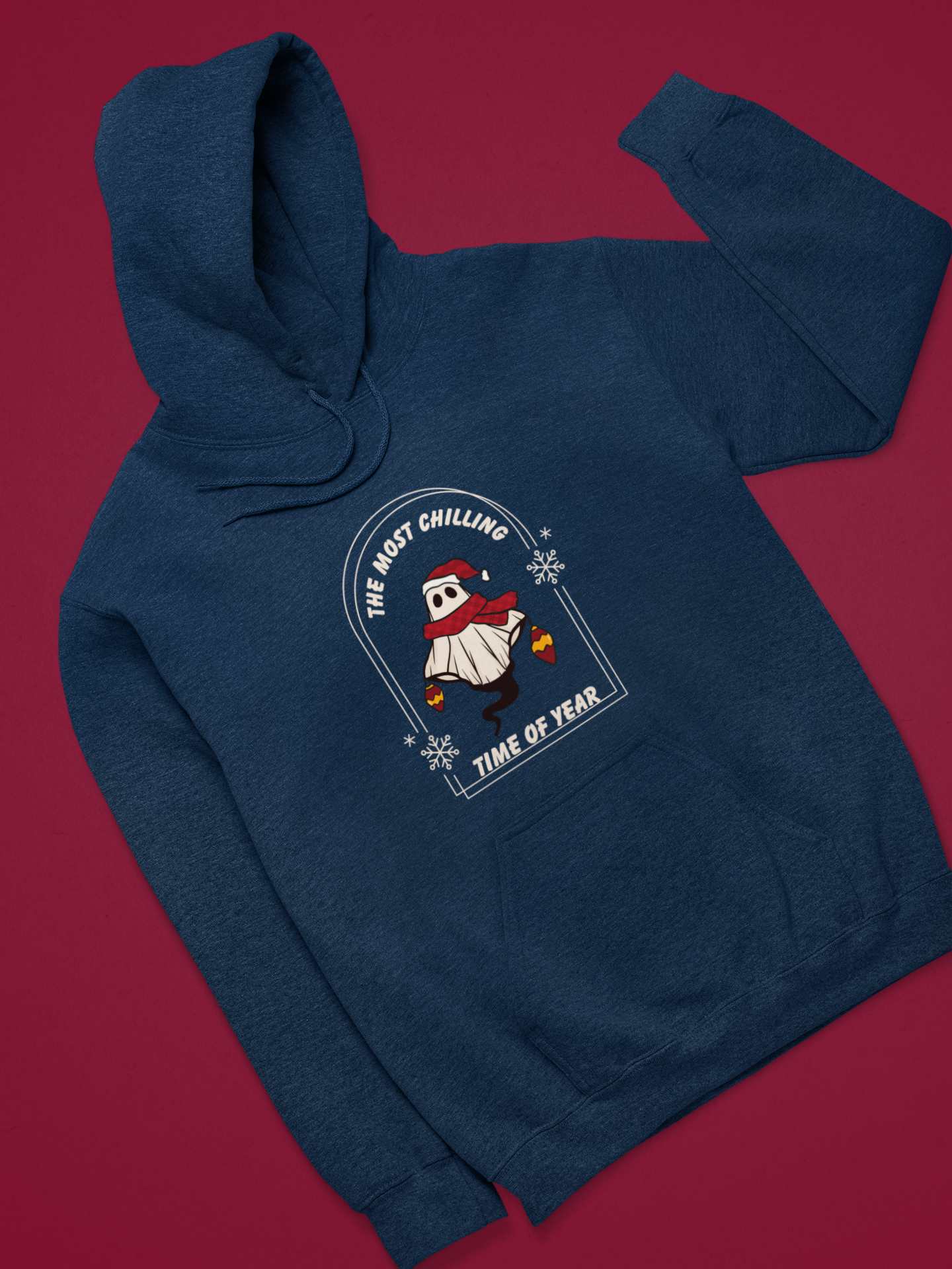 Stay Cozy this Winter with our Retro Ghost Unisex Heavy Blend Hooded Sweatshirt - Plush, Soft, and Warm with Holiday Spirit