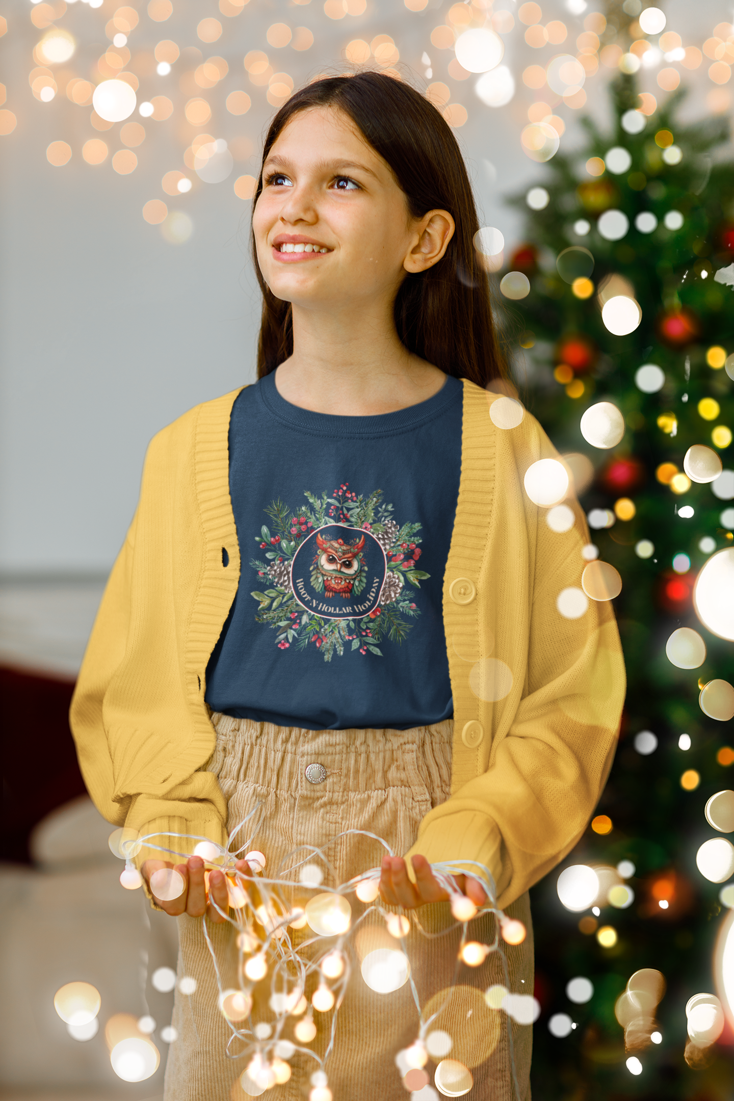Get Festive with our Hoot N Holler Holiday Youth Short Sleeve Tee - Sustainable & Stylish