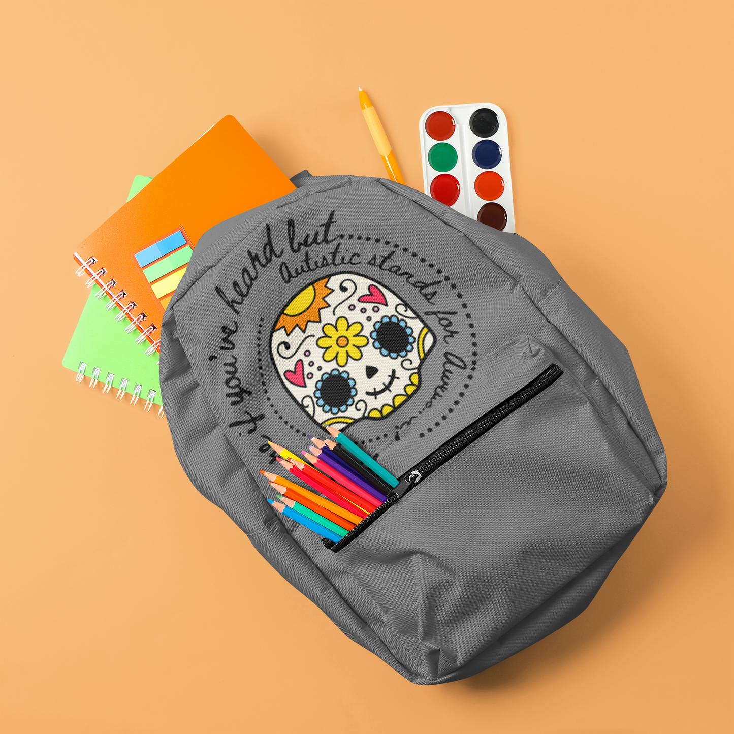 Neurodiversity Motivation Backpack - Autistic Awesomeness Design - Lightweight and Waterproof