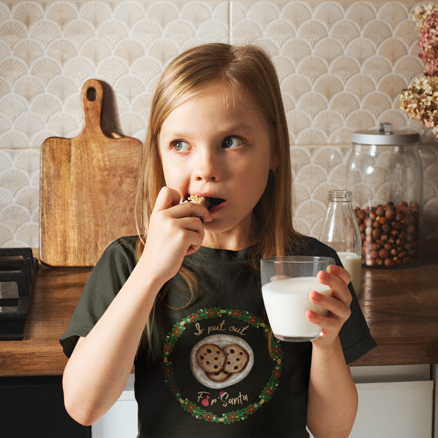 Adorable Santa-approved Youth Tee for the Cookie Lover in Your Life!