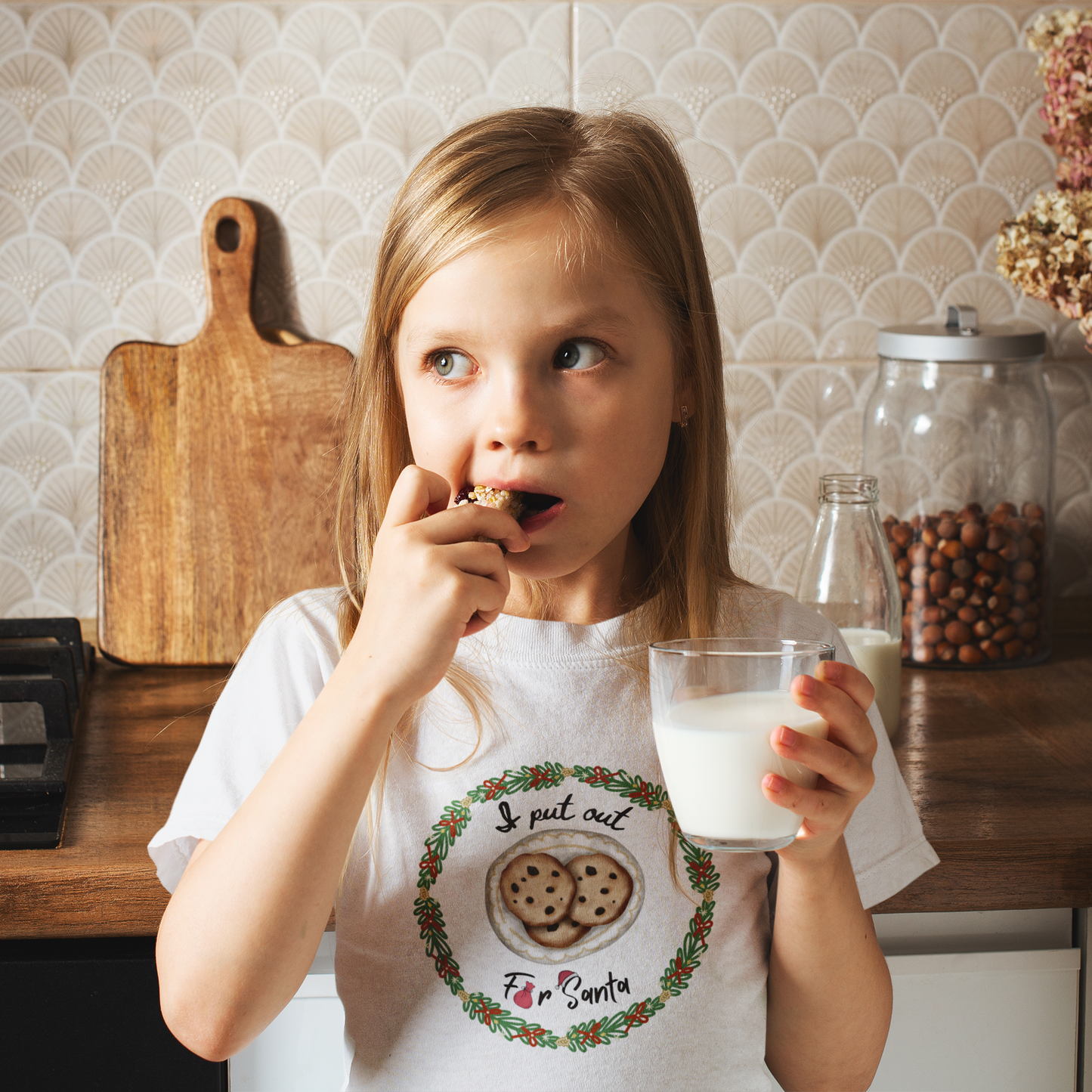 Adorable Santa-approved Youth Tee for the Cookie Lover in Your Life!