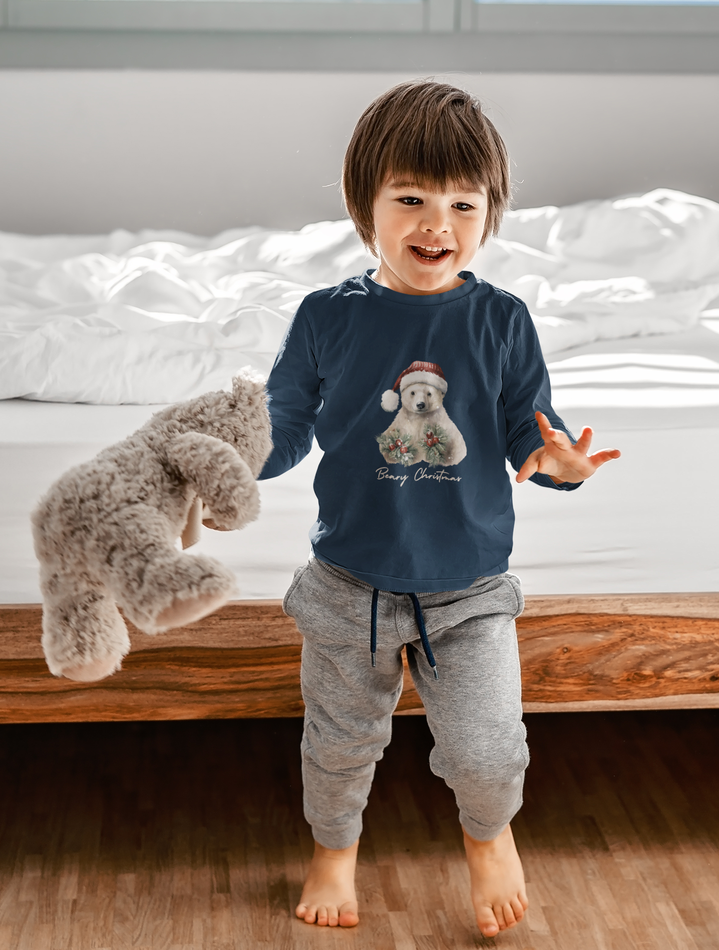 Get Festive for the Holidays with our Polar Bear Beary Christmas Long Sleeve Shirt - Great Gift for Kids