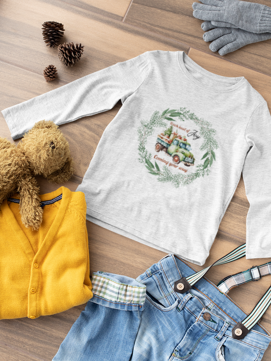 Truck Load of Joy Coming Your Way - Youth Long Sleeve Tee - Holiday Kids Fashion