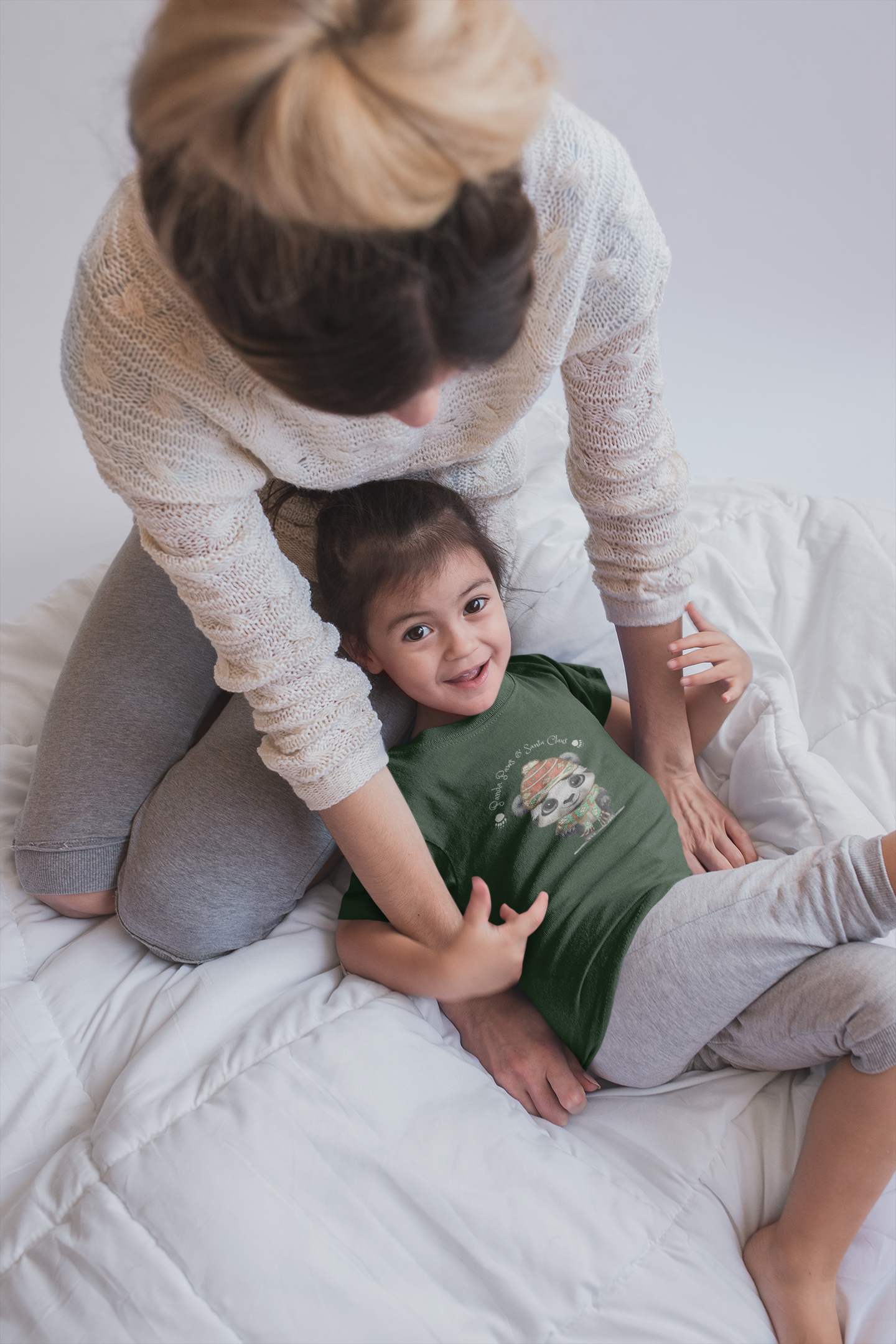 Adorable Panda Paws and Santa Claws Youth Short Sleeve Tee - Perfect Gift for Kids