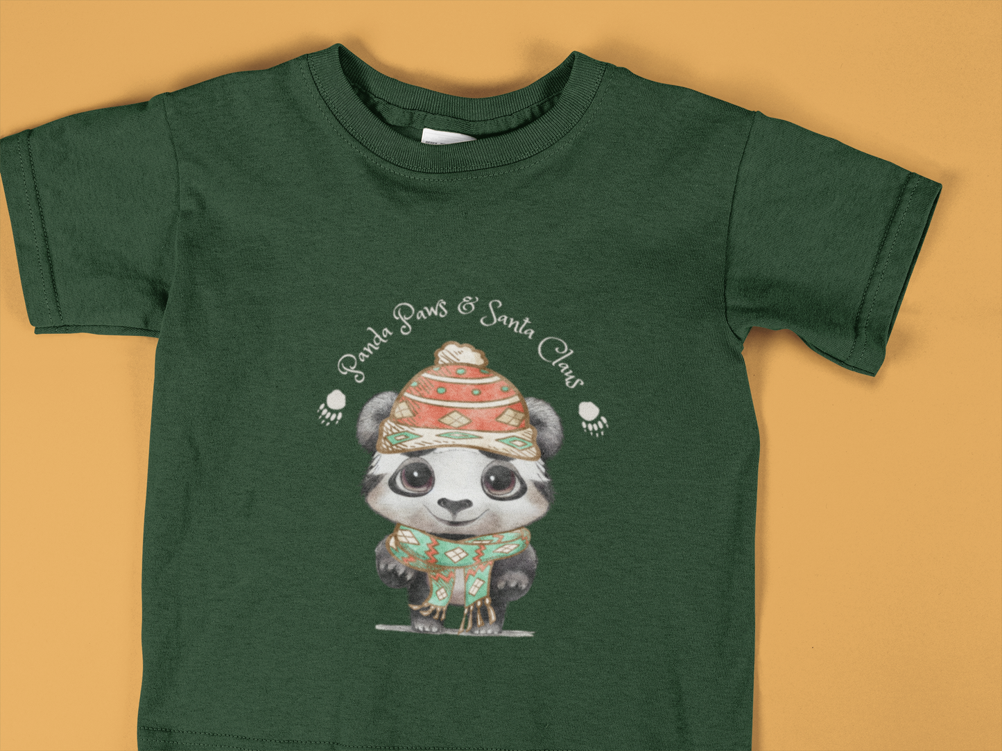 Adorable Panda Paws and Santa Claws Youth Short Sleeve Tee - Perfect Gift for Kids