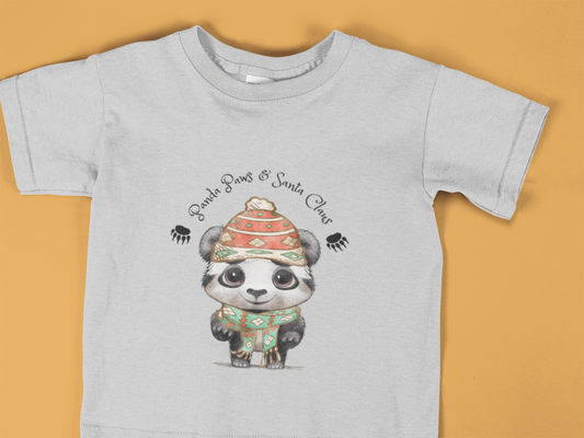 Adorable Panda Paws and Santa Claws Youth Short Sleeve Tee - Perfect Gift for Kids