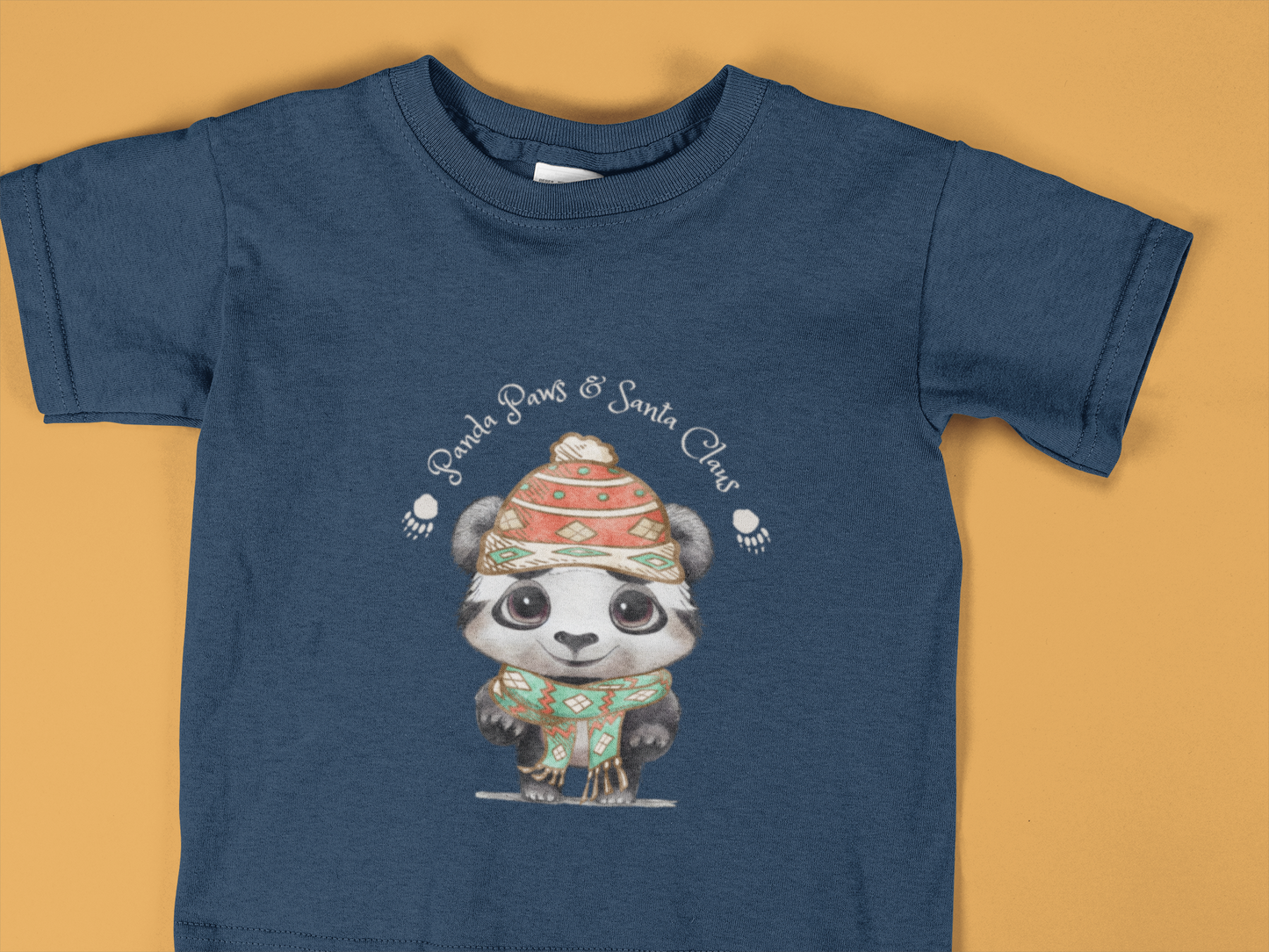 Adorable Panda Paws and Santa Claws Youth Short Sleeve Tee - Perfect Gift for Kids