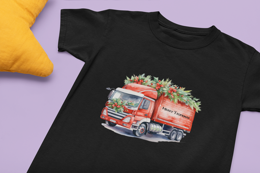 Ethically Made Merry Truckmas Youth Tee - Soft and Sustainable Fabric Blend