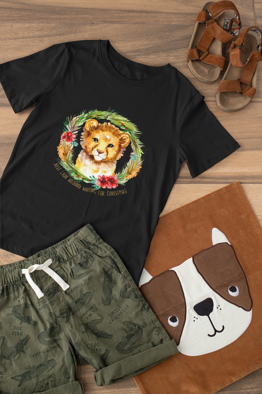 Roar Into the Holiday Season with this Lion-themed Youth Short Sleeve Tee