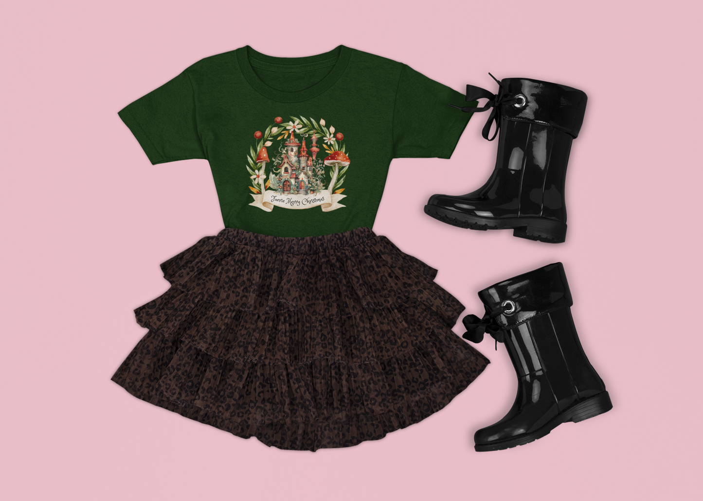 Kids' Fearie Merry Christmas Tee: Lightweight & Soft Short Sleeve Shirt with Custom Design