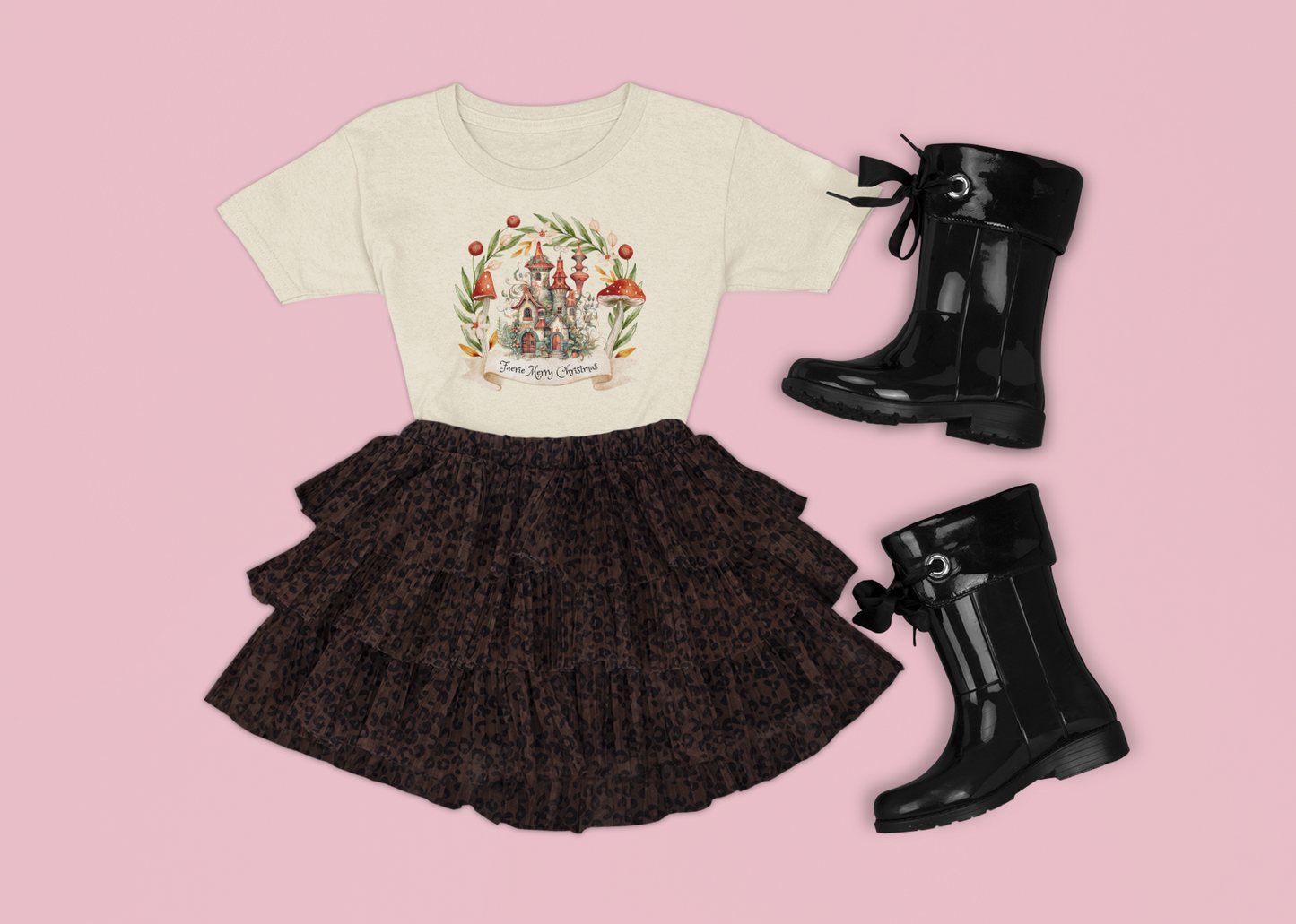 Kids' Fearie Merry Christmas Tee: Lightweight & Soft Short Sleeve Shirt with Custom Design