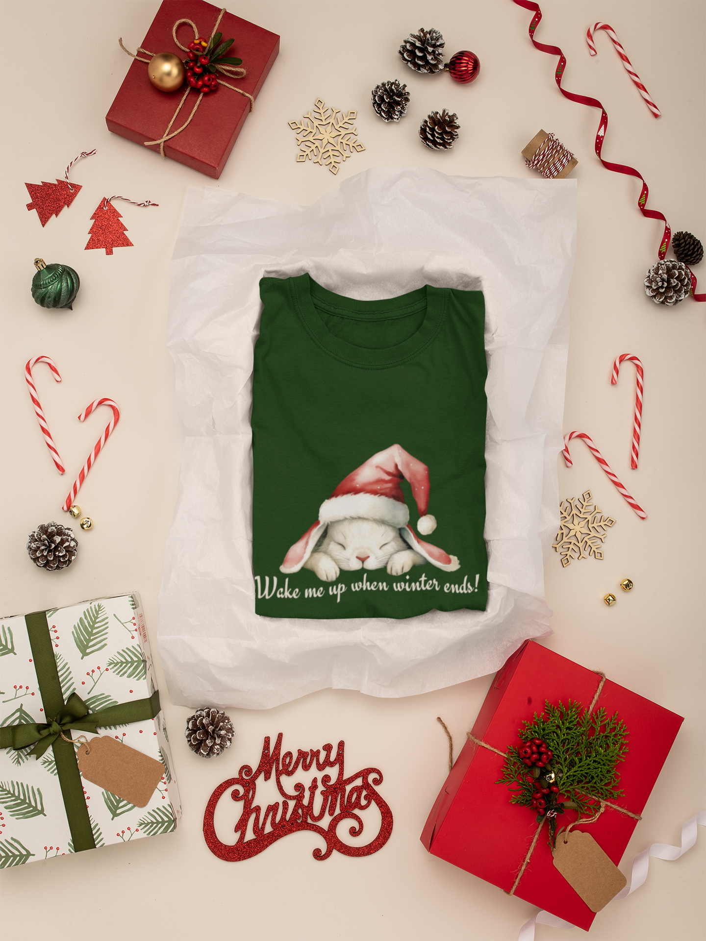 Adorable Santa Bunny Youth Tee for Christmas - Perfect Gift for Kids