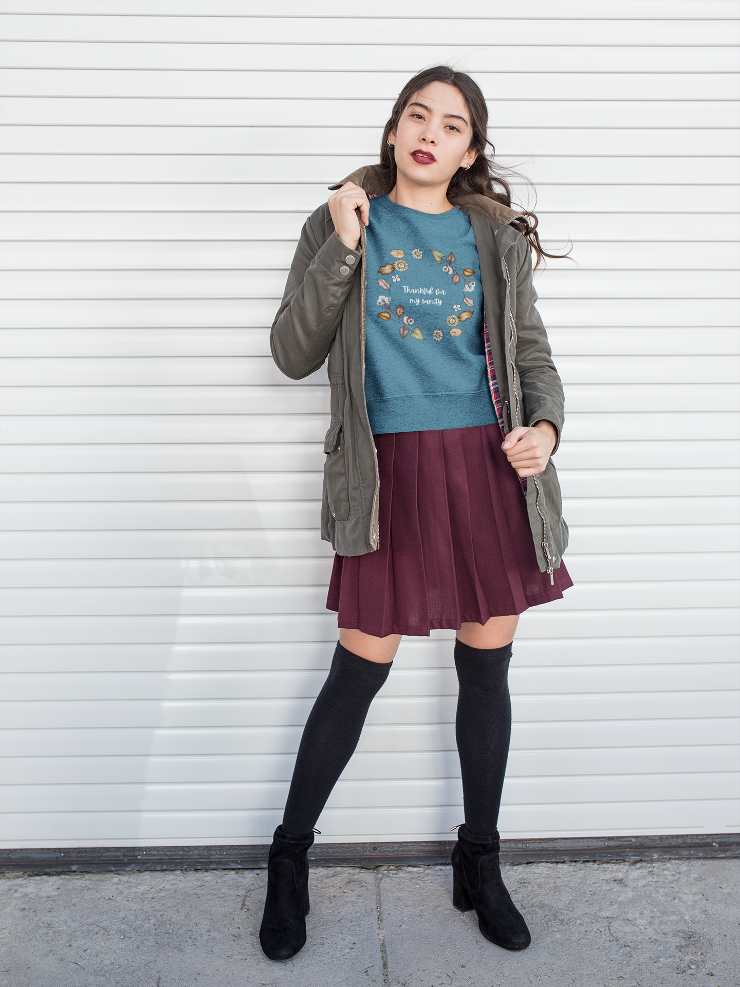 Thankful for my Sanity Unisex Lightweight Crewneck Sweatshirt - Soft Ring-Spun Cotton, Sustainable Dyes, Comfort Colors