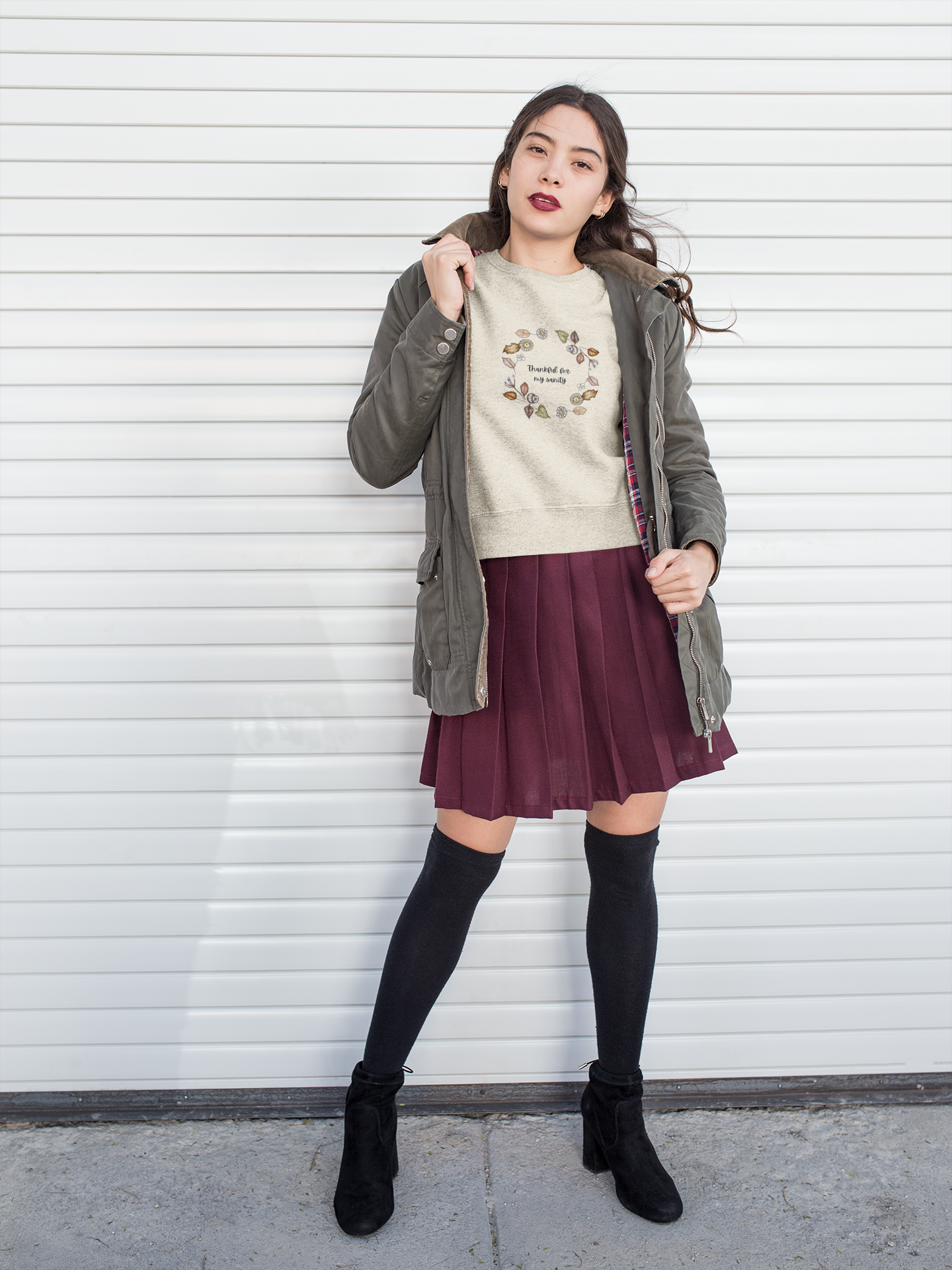Thankful for my Sanity Unisex Lightweight Crewneck Sweatshirt - Soft Ring-Spun Cotton, Sustainable Dyes, Comfort Colors
