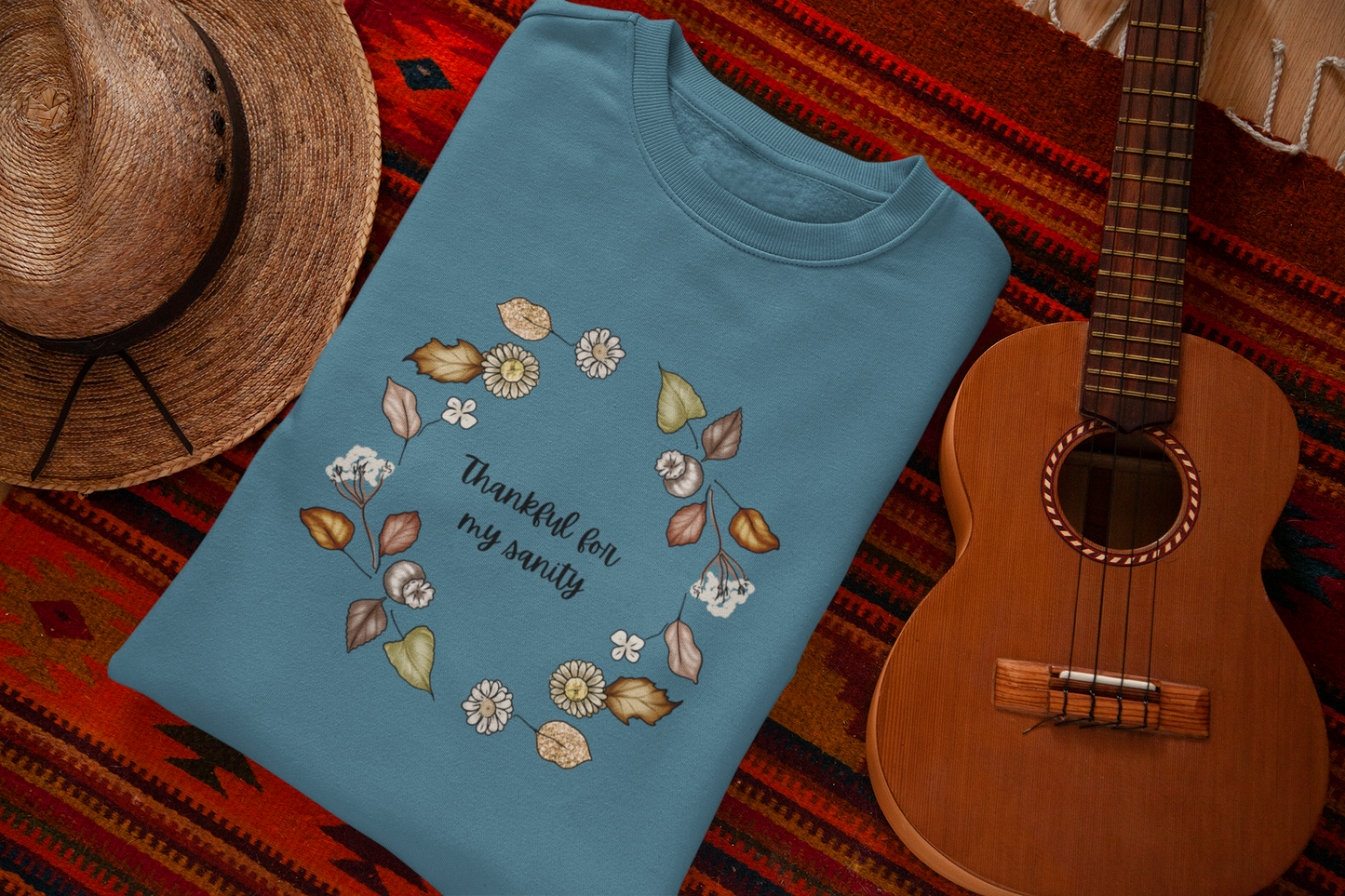 Thankful for my Sanity Unisex Lightweight Crewneck Sweatshirt - Soft Ring-Spun Cotton, Sustainable Dyes, Comfort Colors