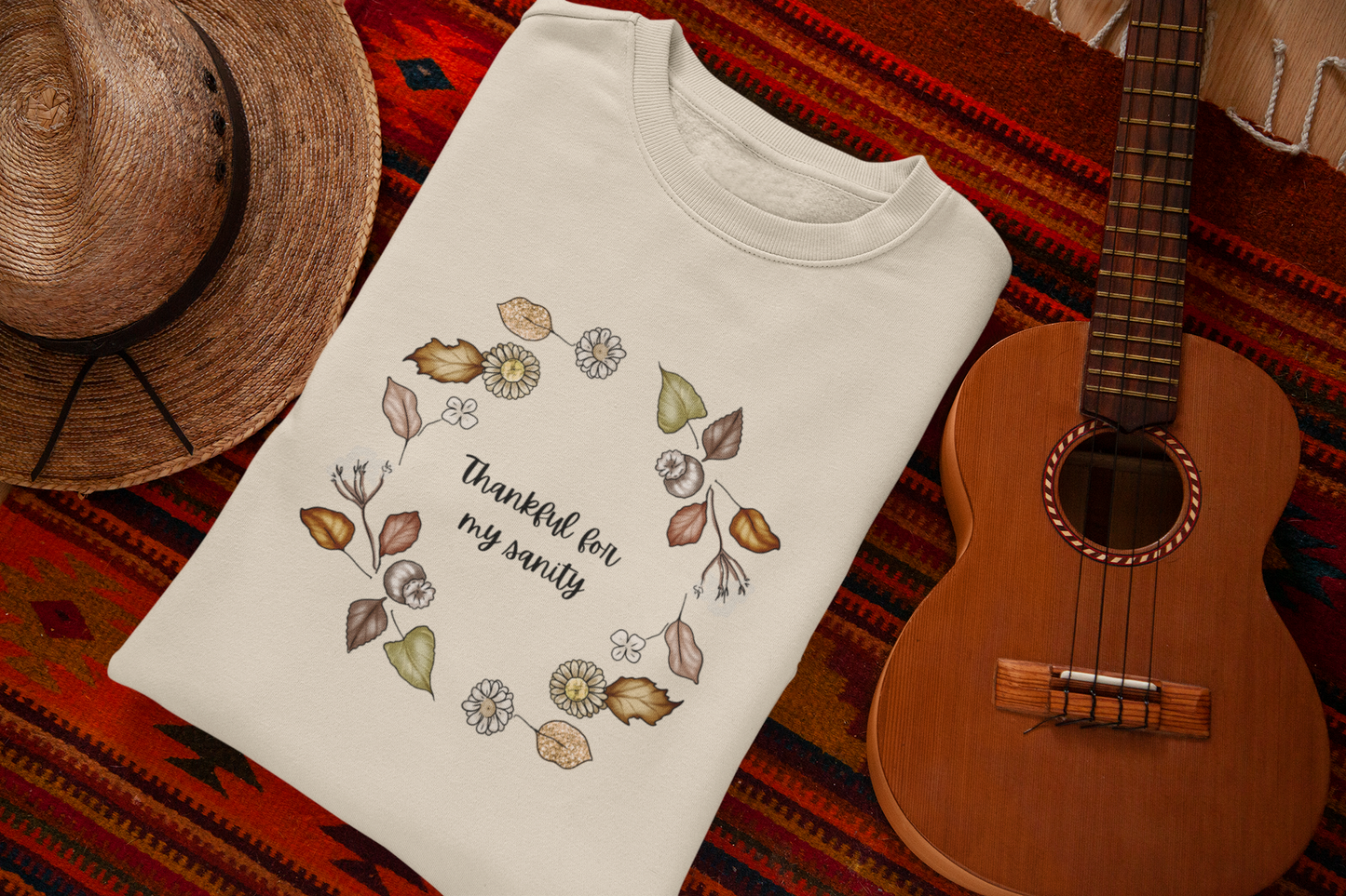 Thankful for my Sanity Unisex Lightweight Crewneck Sweatshirt - Soft Ring-Spun Cotton, Sustainable Dyes, Comfort Colors