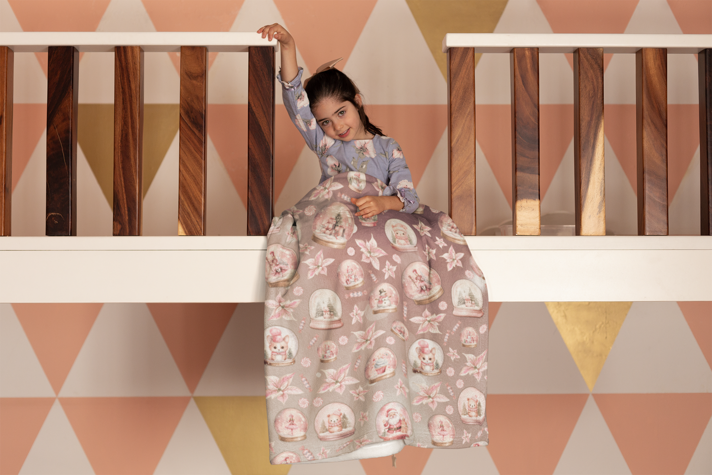 Snuggle up in Style with a Girls Pink Snowglobe Velveteen Plush Blanket | Available in Multiple Sizes | Perfect Gift Idea