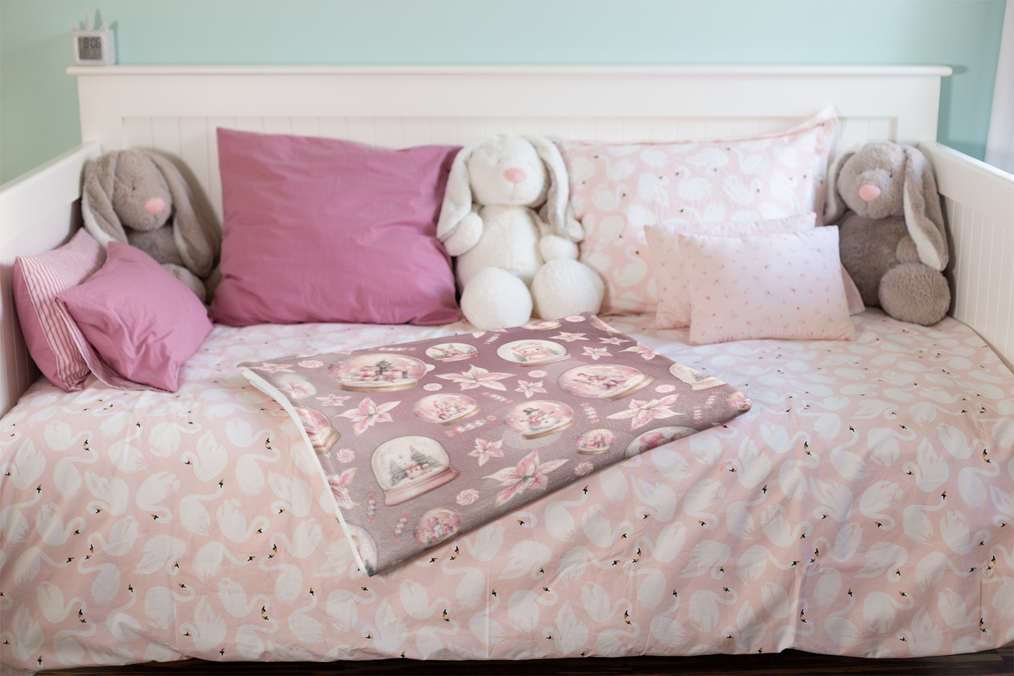 Snuggle up in Style with a Girls Pink Snowglobe Velveteen Plush Blanket | Available in Multiple Sizes | Perfect Gift Idea