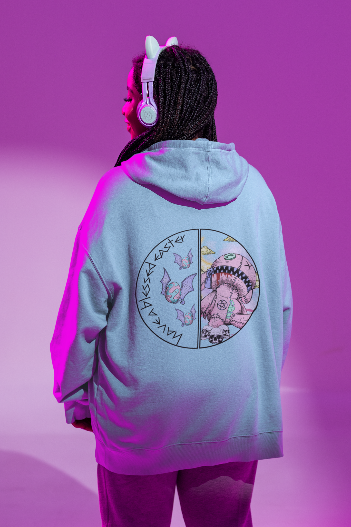 Easter Bunny Voodoo Unisex College Hoodie | Customizable Art | Side Seams for Shape Retention